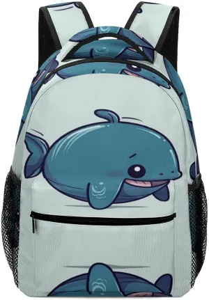 Small Backpacks Personalized Lovely Fat Whale Printing Travel Bag Lightweight Travel Backpack For Women Men