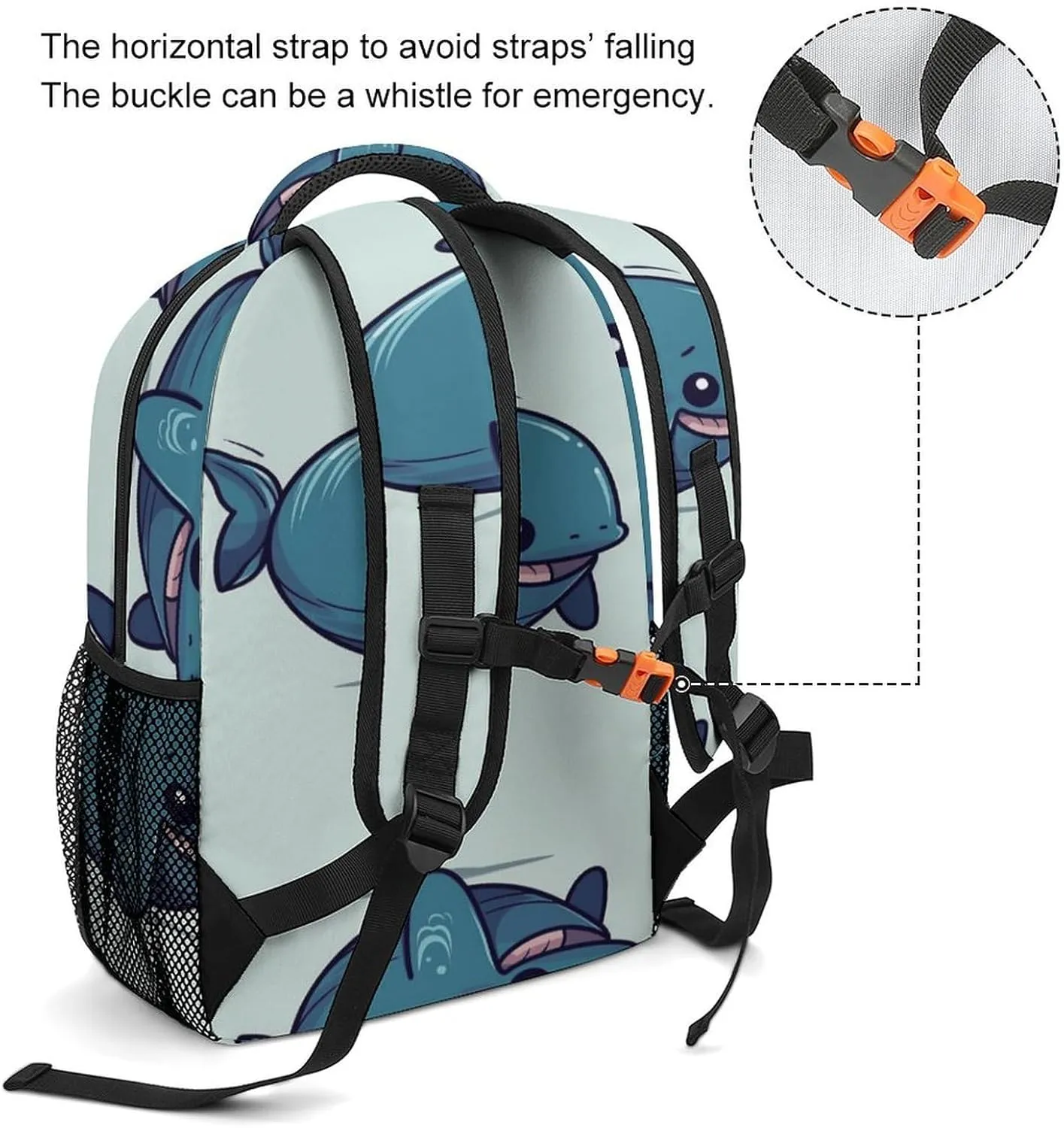 Small Backpacks Personalized Lovely Fat Whale Printing Travel Bag Lightweight Travel Backpack For Women Men