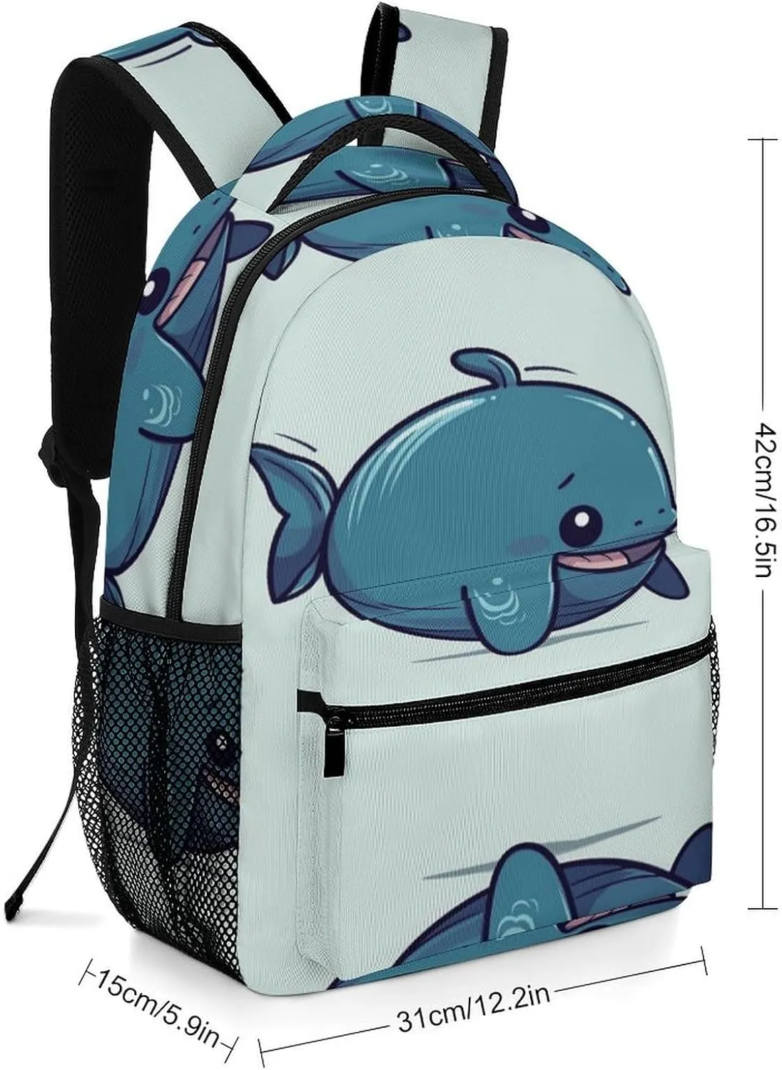 Small Backpacks Personalized Lovely Fat Whale Printing Travel Bag Lightweight Travel Backpack For Women Men