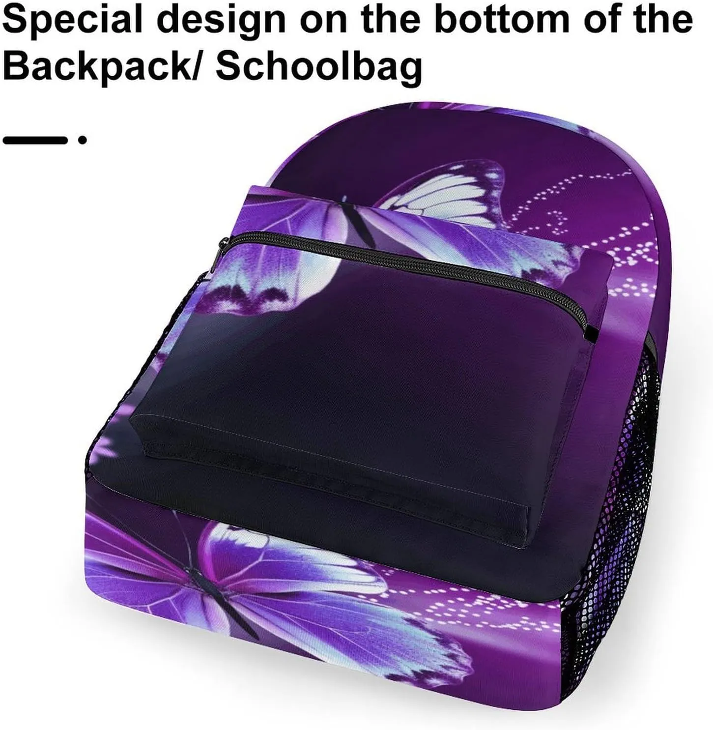 Small Backpacks Personalized Lovely Purple Butterfly Printing Travel Bag Lightweight Travel Backpack For Women Men