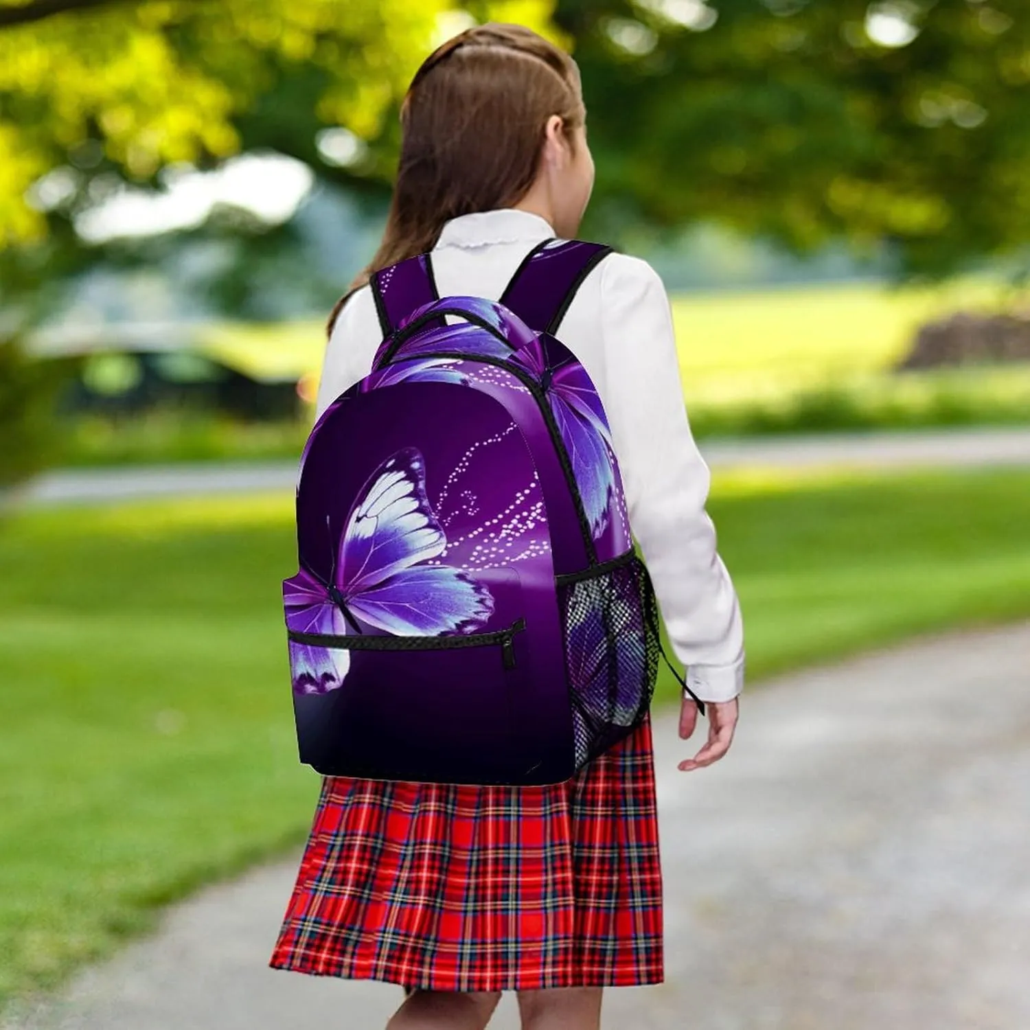 Small Backpacks Personalized Lovely Purple Butterfly Printing Travel Bag Lightweight Travel Backpack For Women Men