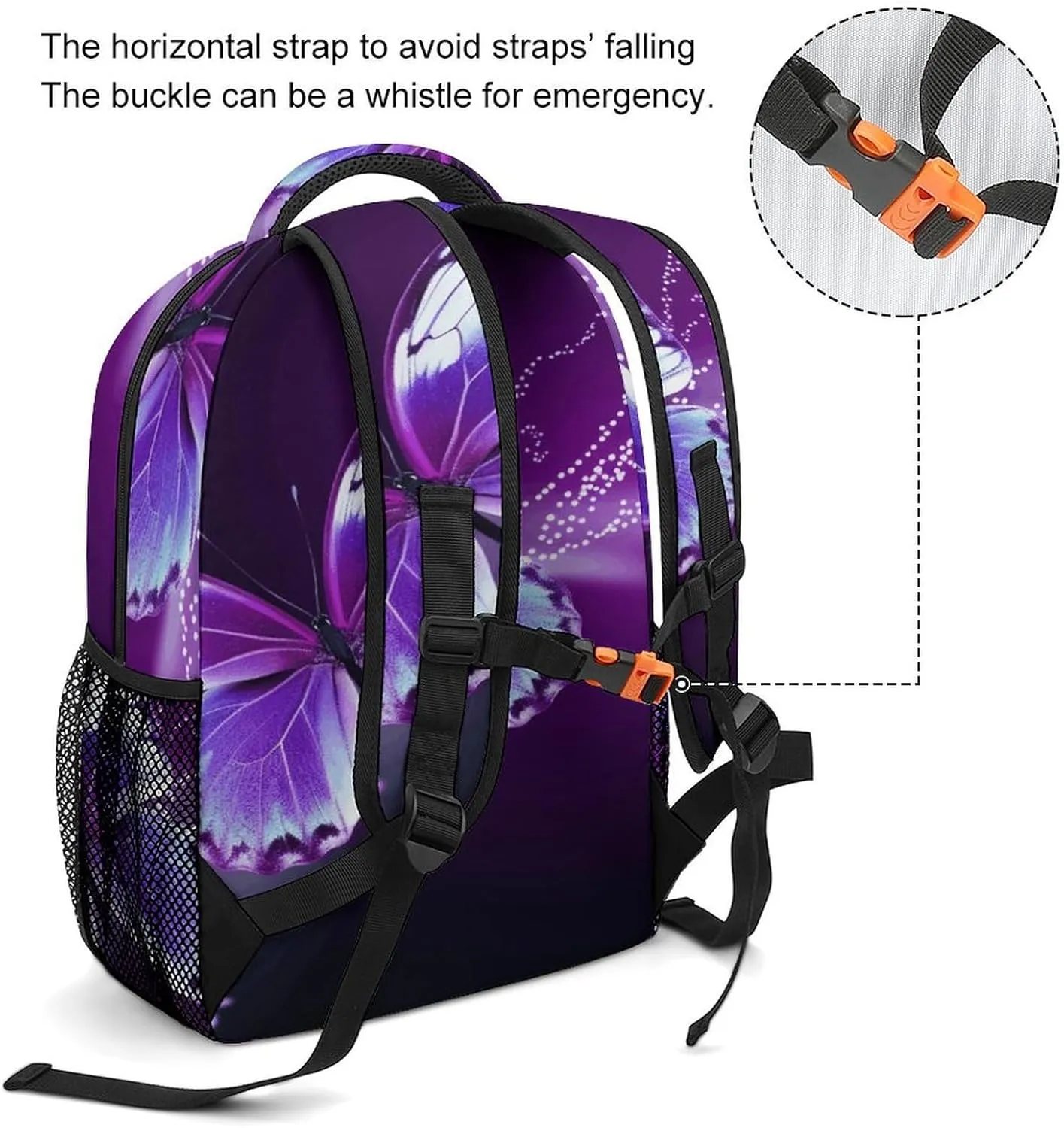 Small Backpacks Personalized Lovely Purple Butterfly Printing Travel Bag Lightweight Travel Backpack For Women Men