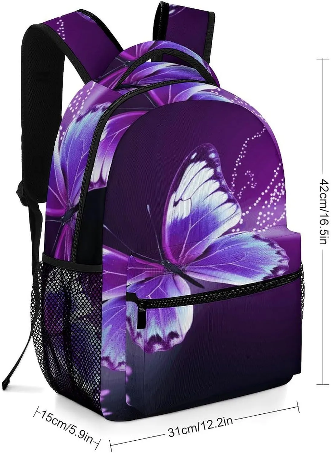 Small Backpacks Personalized Lovely Purple Butterfly Printing Travel Bag Lightweight Travel Backpack For Women Men
