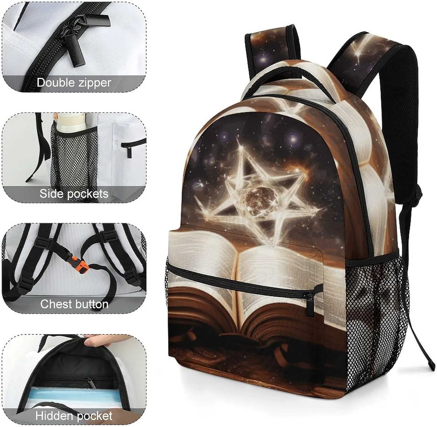 Small Backpacks Personalized Magic Book Printing Travel Bag Lightweight Travel Backpack For Women Men