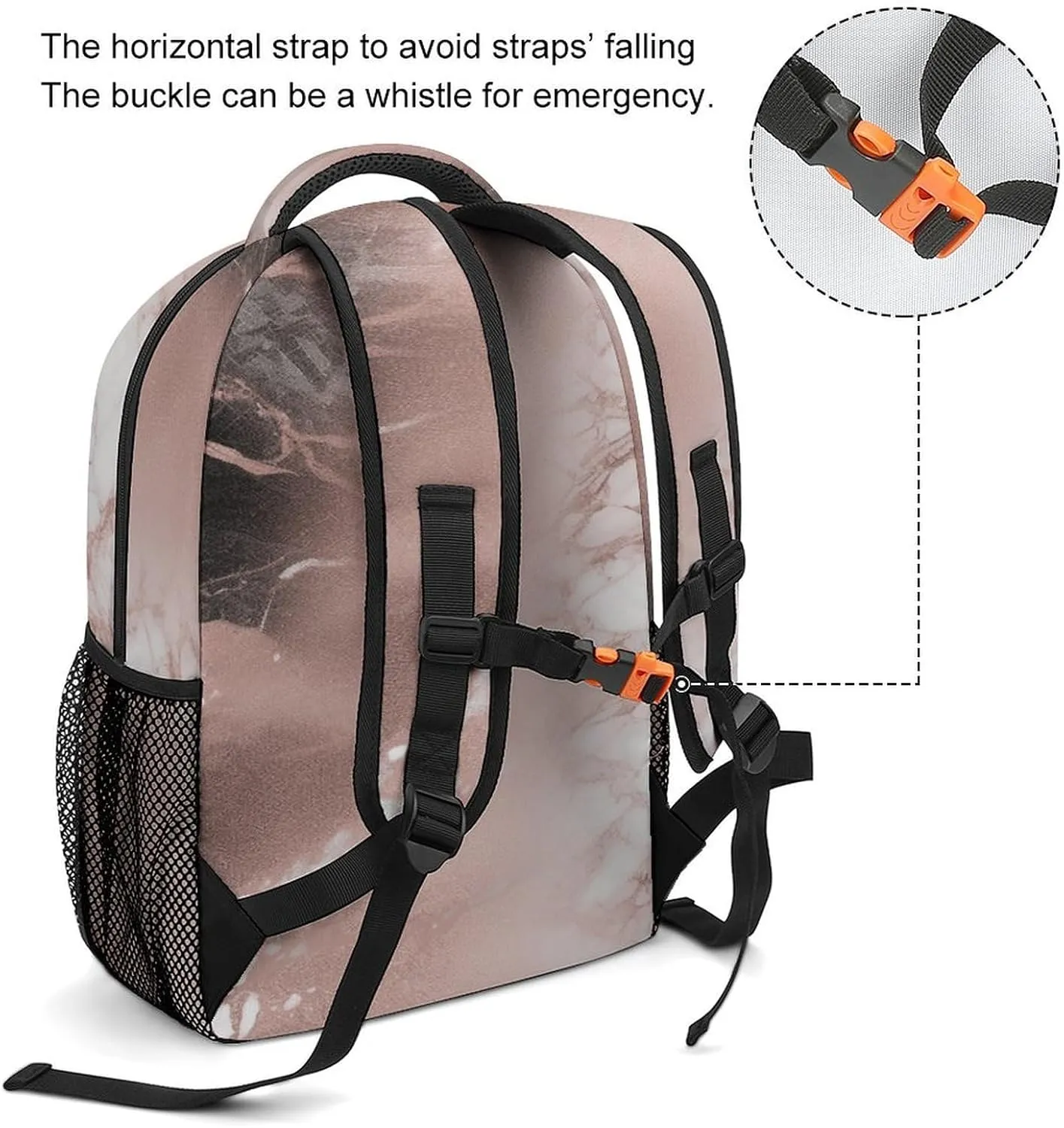 Small Backpacks Personalized Marble Color Rose Gold Printing Travel Bag Lightweight Travel Backpack For Women Men