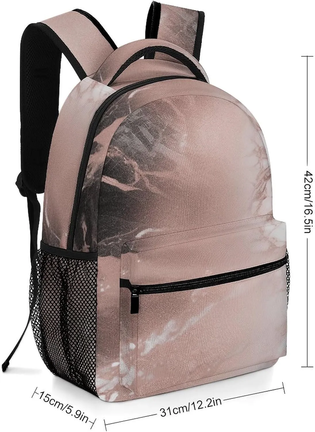 Small Backpacks Personalized Marble Color Rose Gold Printing Travel Bag Lightweight Travel Backpack For Women Men