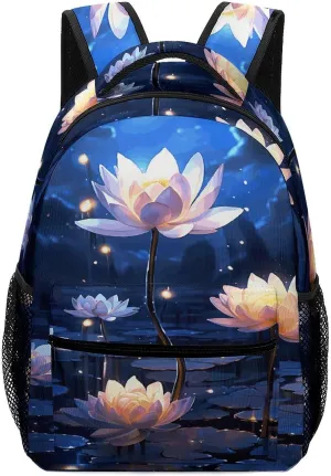 Small Backpacks Personalized Night Flowers Printing Travel Bag Lightweight Travel Backpack For Women Men