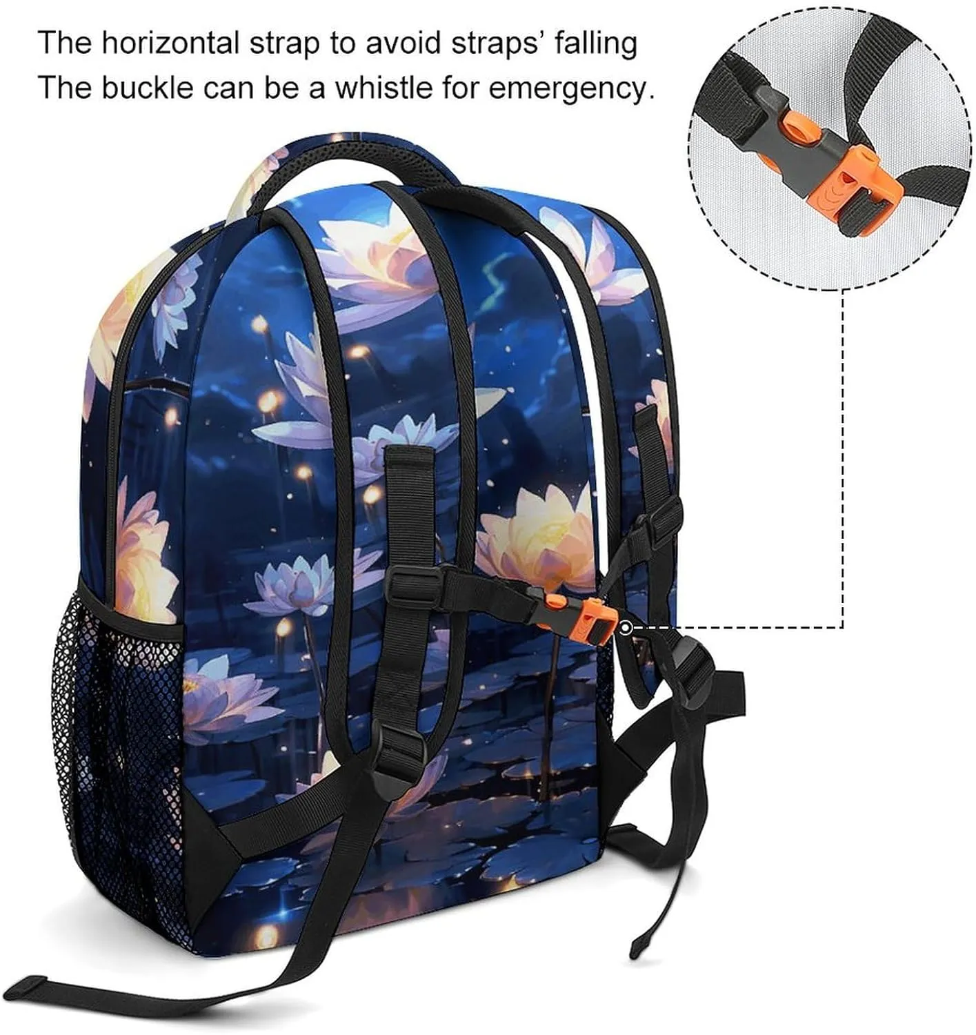 Small Backpacks Personalized Night Flowers Printing Travel Bag Lightweight Travel Backpack For Women Men