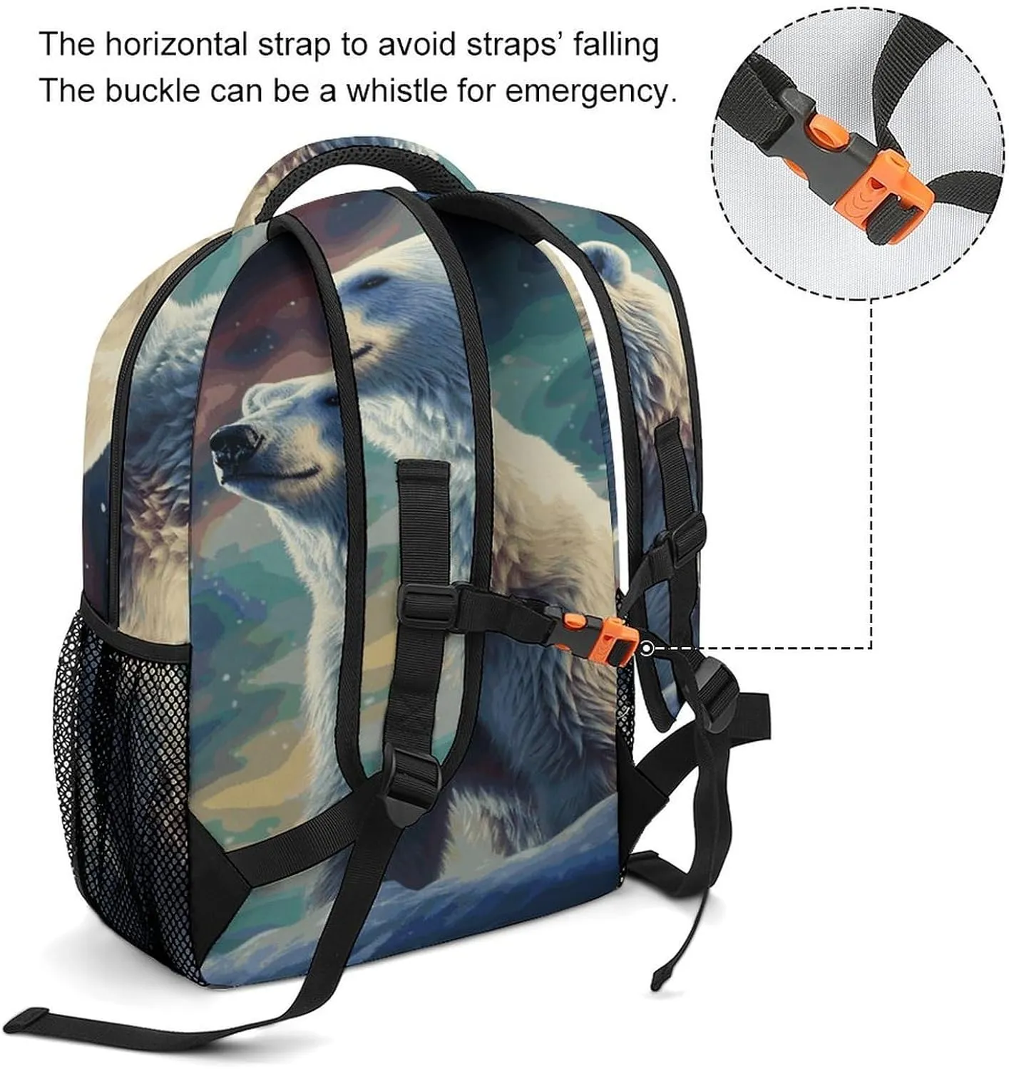 Small Backpacks Personalized Polar Bear Printing Travel Bag Lightweight Travel Backpack For Women Men