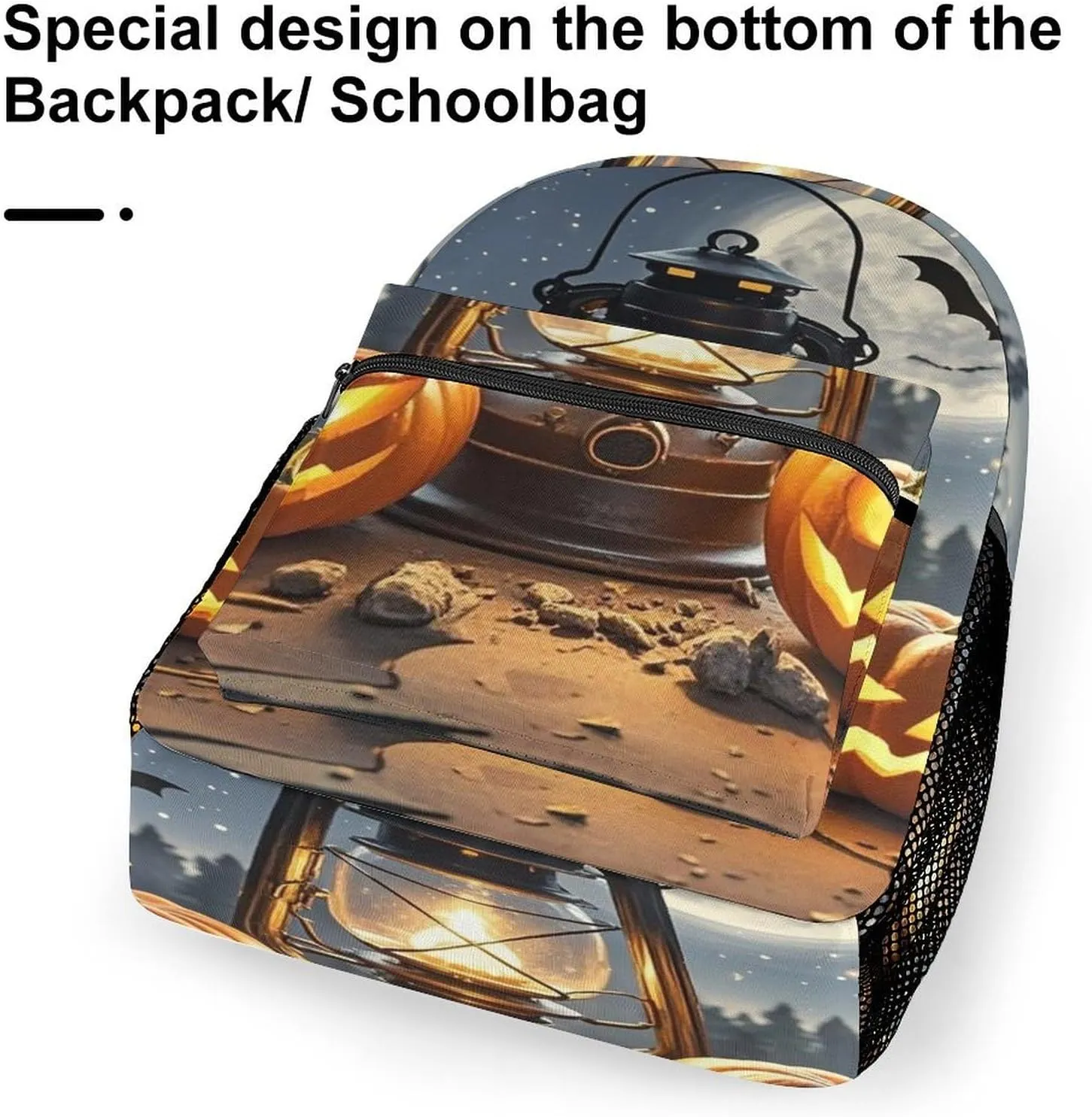 Small Backpacks Personalized Pumpkin Coal Oil Lamp Printing Travel Bag Lightweight Travel Backpack For Women Men