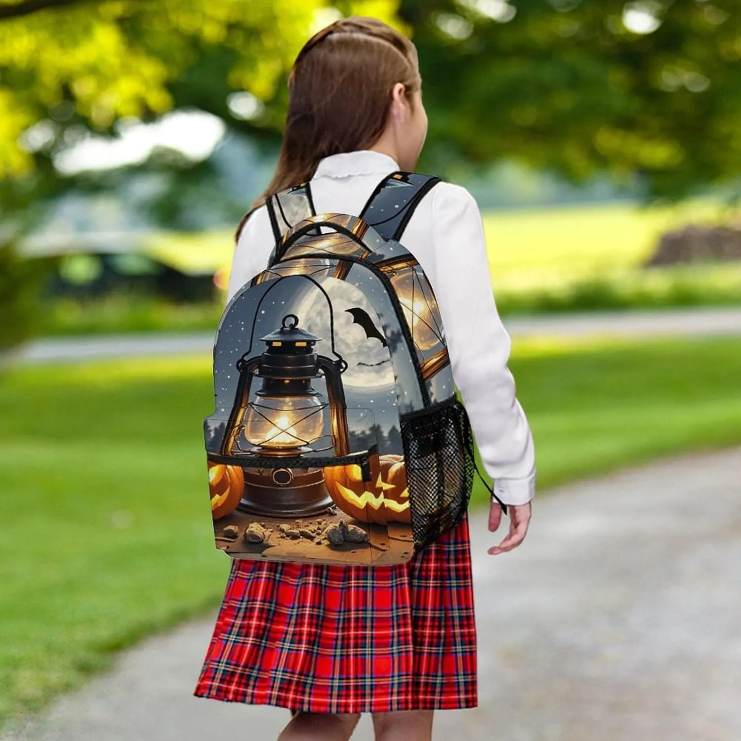 Small Backpacks Personalized Pumpkin Coal Oil Lamp Printing Travel Bag Lightweight Travel Backpack For Women Men