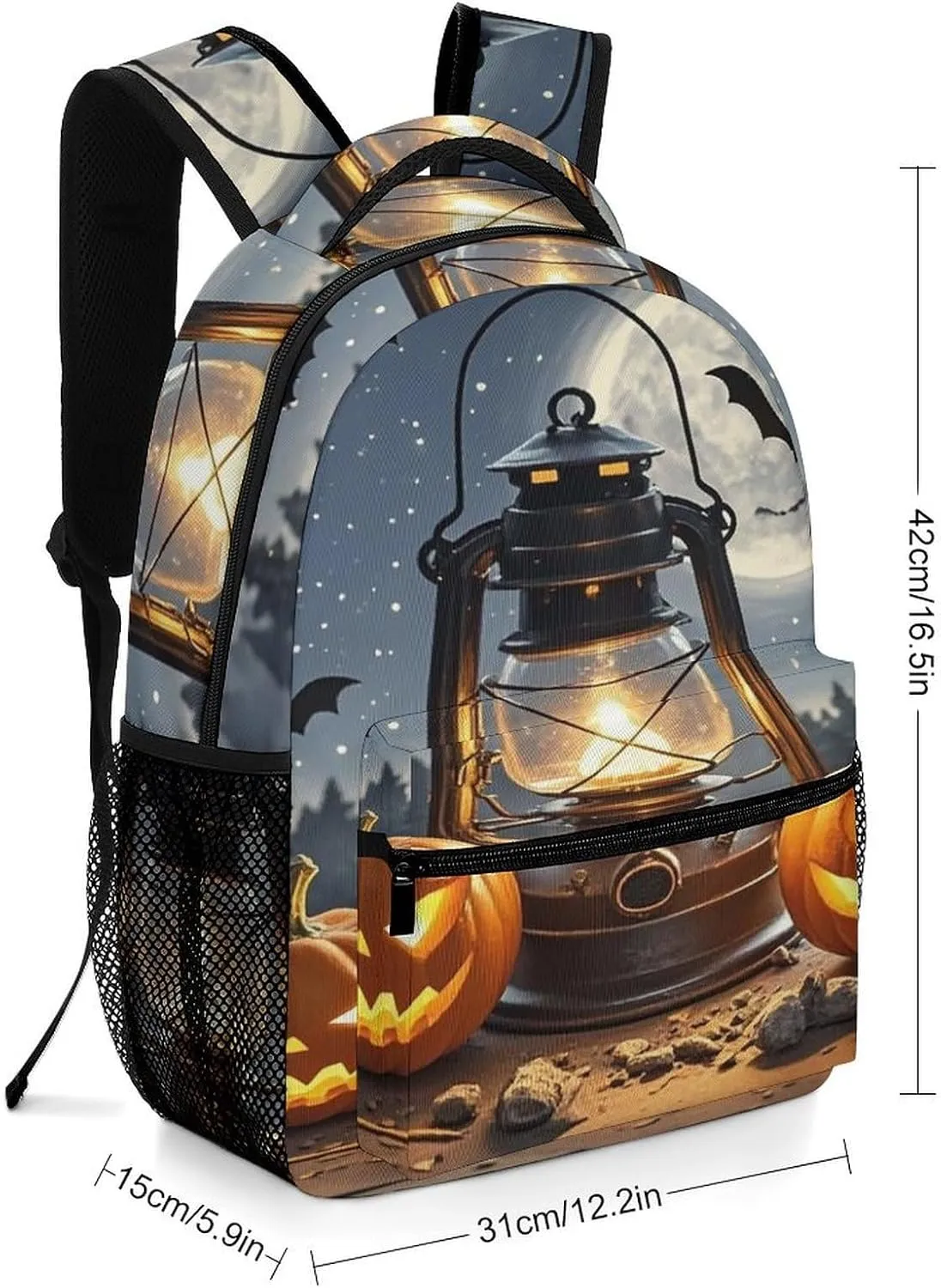 Small Backpacks Personalized Pumpkin Coal Oil Lamp Printing Travel Bag Lightweight Travel Backpack For Women Men