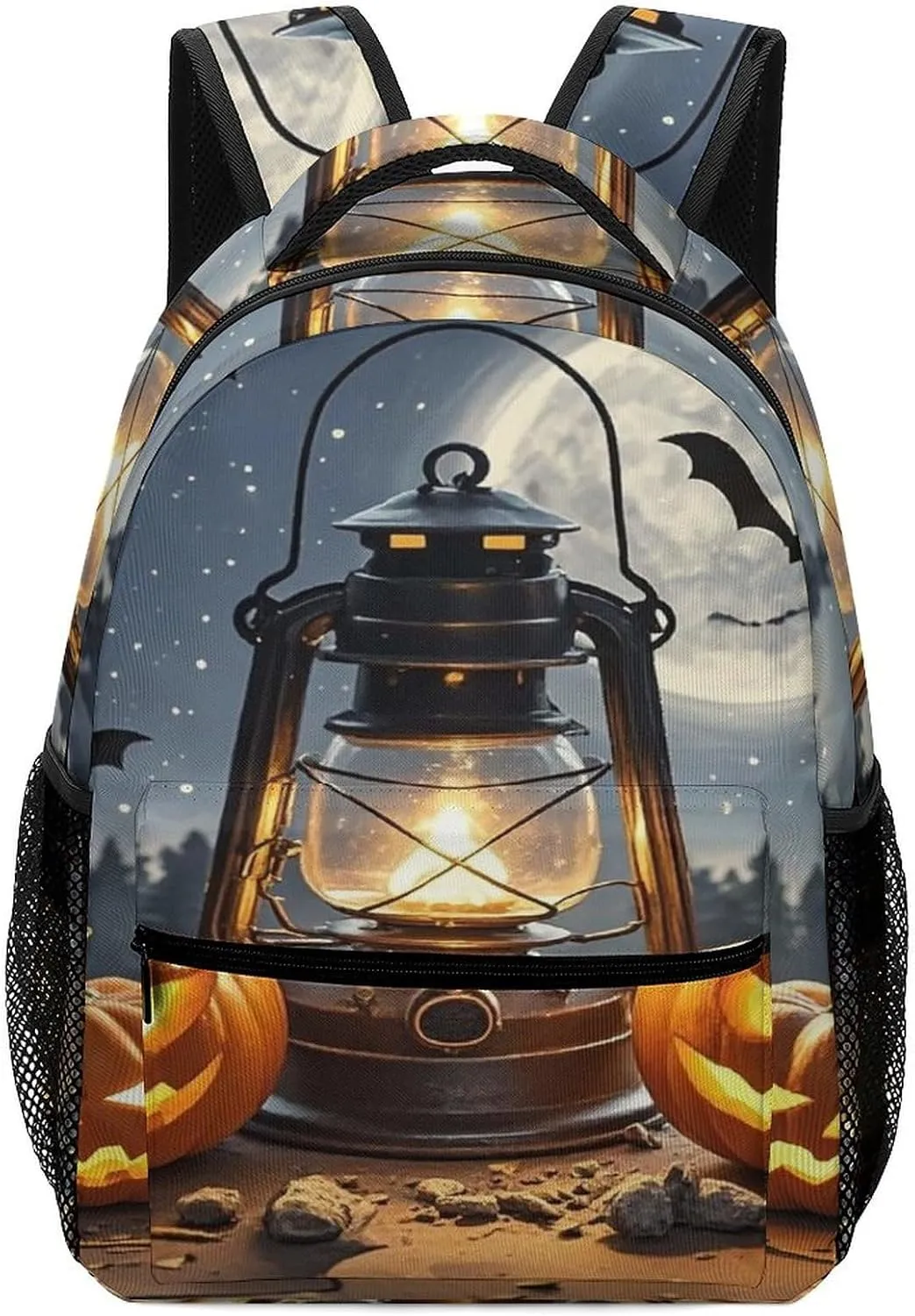 Small Backpacks Personalized Pumpkin Coal Oil Lamp Printing Travel Bag Lightweight Travel Backpack For Women Men