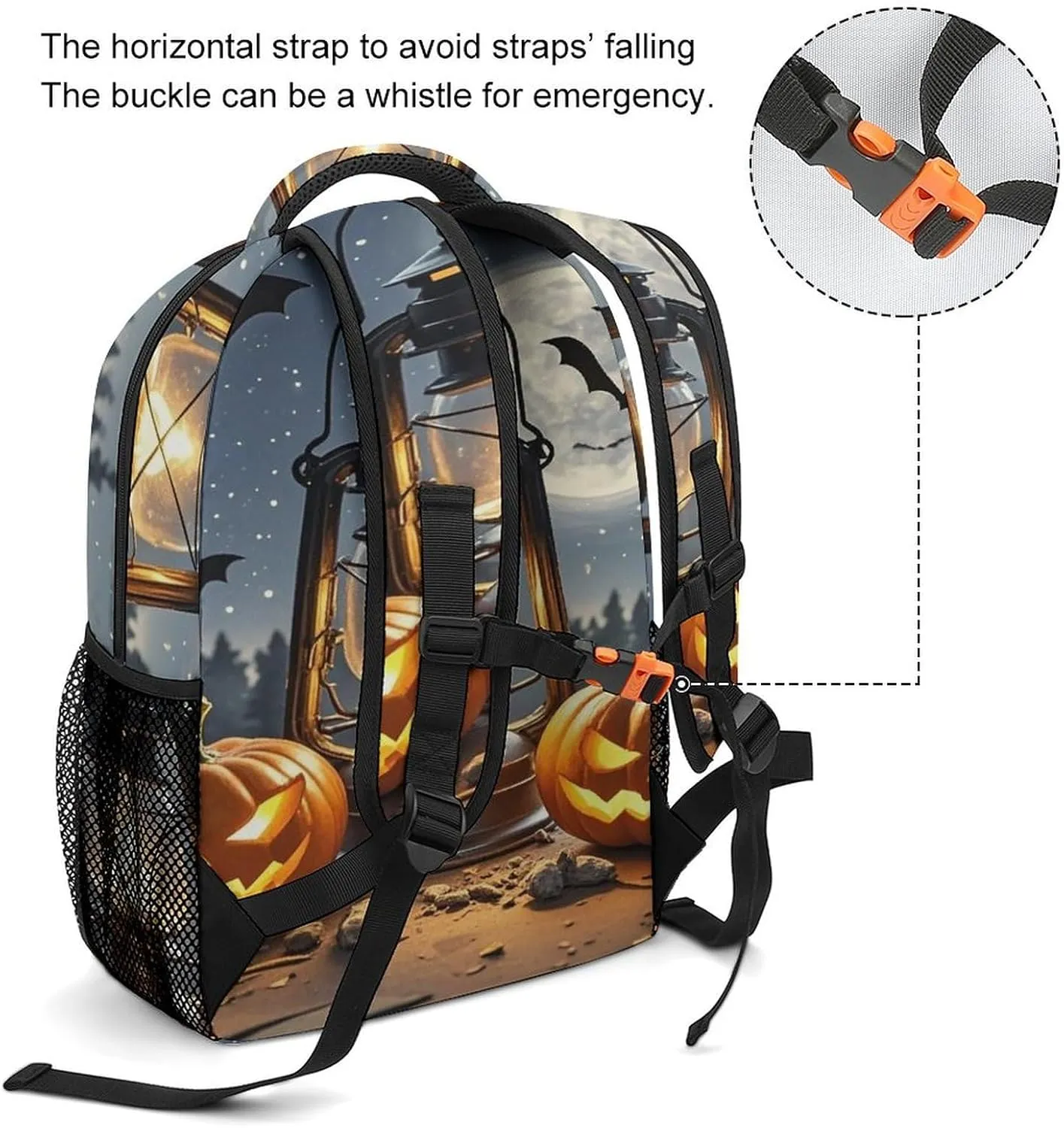 Small Backpacks Personalized Pumpkin Coal Oil Lamp Printing Travel Bag Lightweight Travel Backpack For Women Men
