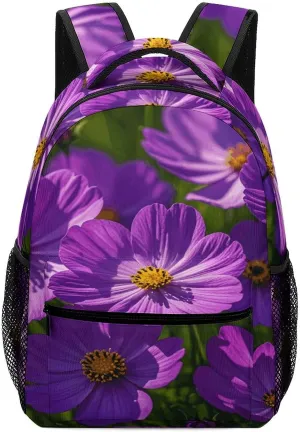 Small Backpacks Personalized Purple Flowers Printing Travel Bag Lightweight Travel Backpack For Women Men