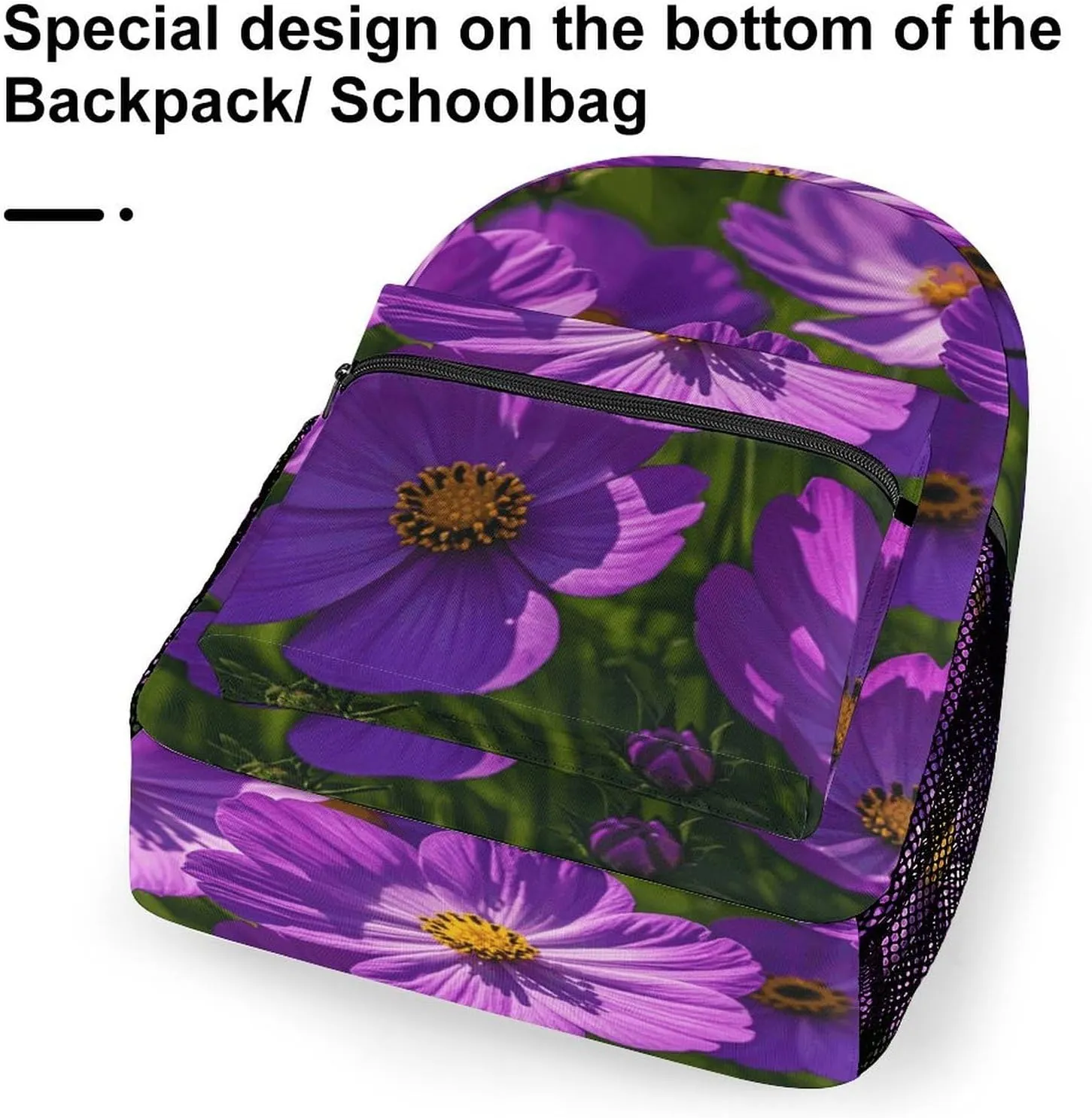 Small Backpacks Personalized Purple Flowers Printing Travel Bag Lightweight Travel Backpack For Women Men