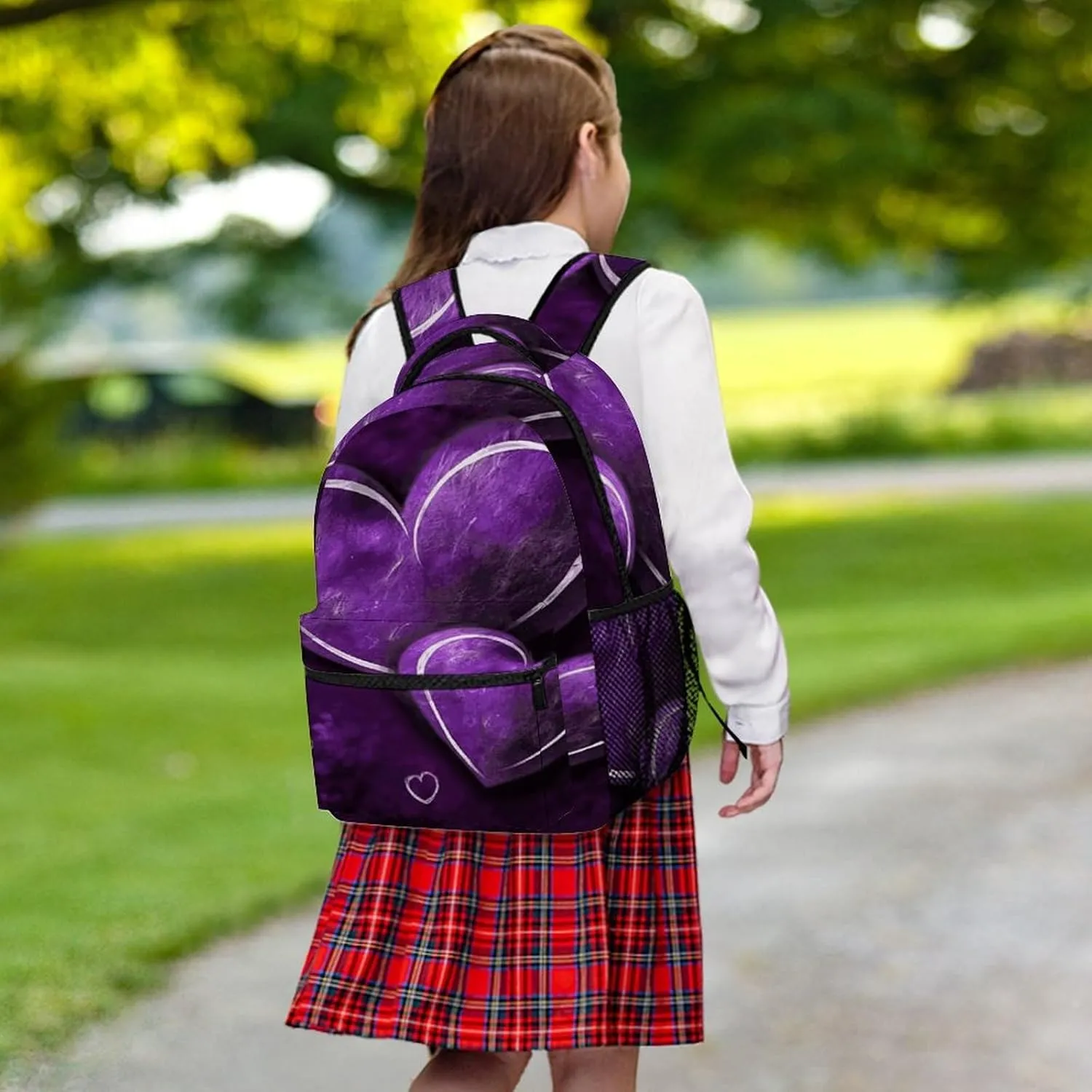Small Backpacks Personalized Purple Hearts Printing Travel Bag Lightweight Travel Backpack For Women Men