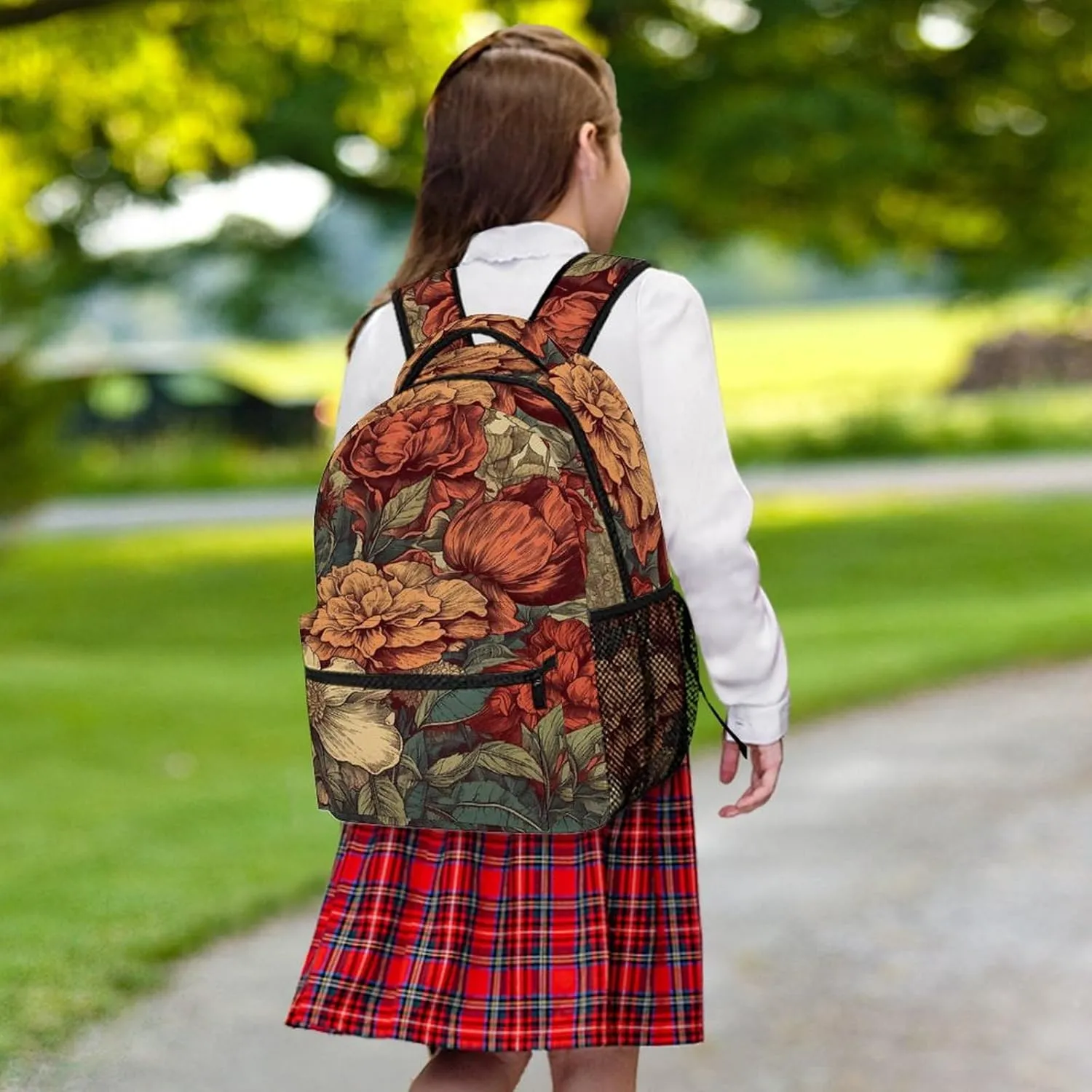 Small Backpacks Personalized Retro Flower Colors Printing Travel Bag Lightweight Travel Backpack For Women Men