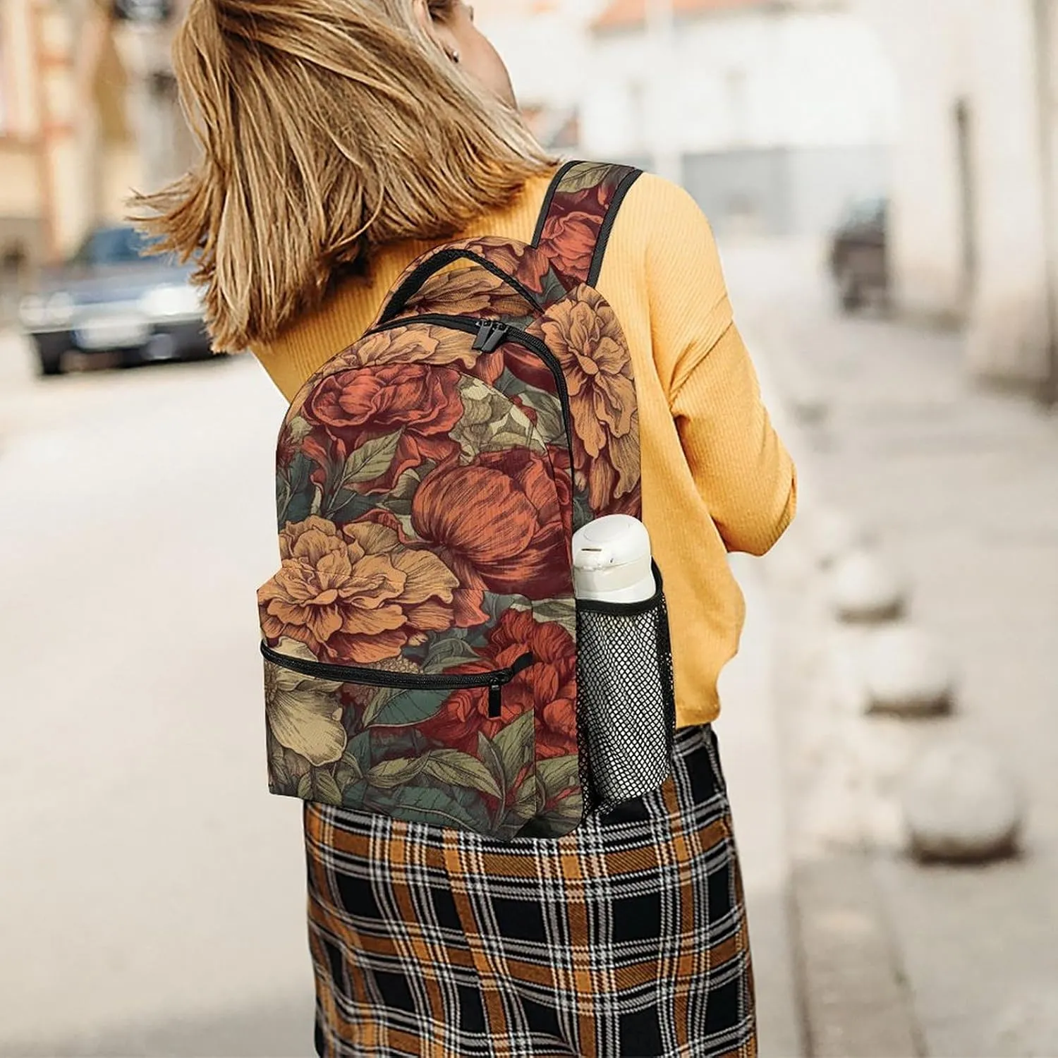 Small Backpacks Personalized Retro Flower Colors Printing Travel Bag Lightweight Travel Backpack For Women Men
