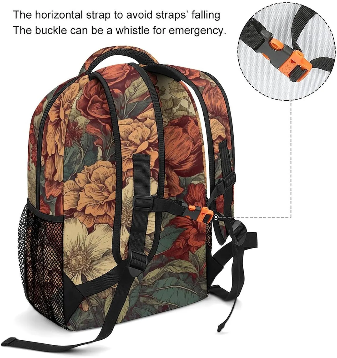 Small Backpacks Personalized Retro Flower Colors Printing Travel Bag Lightweight Travel Backpack For Women Men