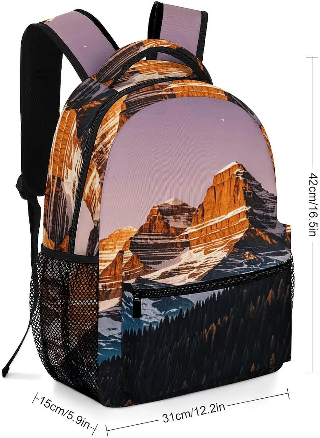 Small Backpacks Personalized Rocky Mountains Printing Travel Bag Lightweight Travel Backpack For Women Men