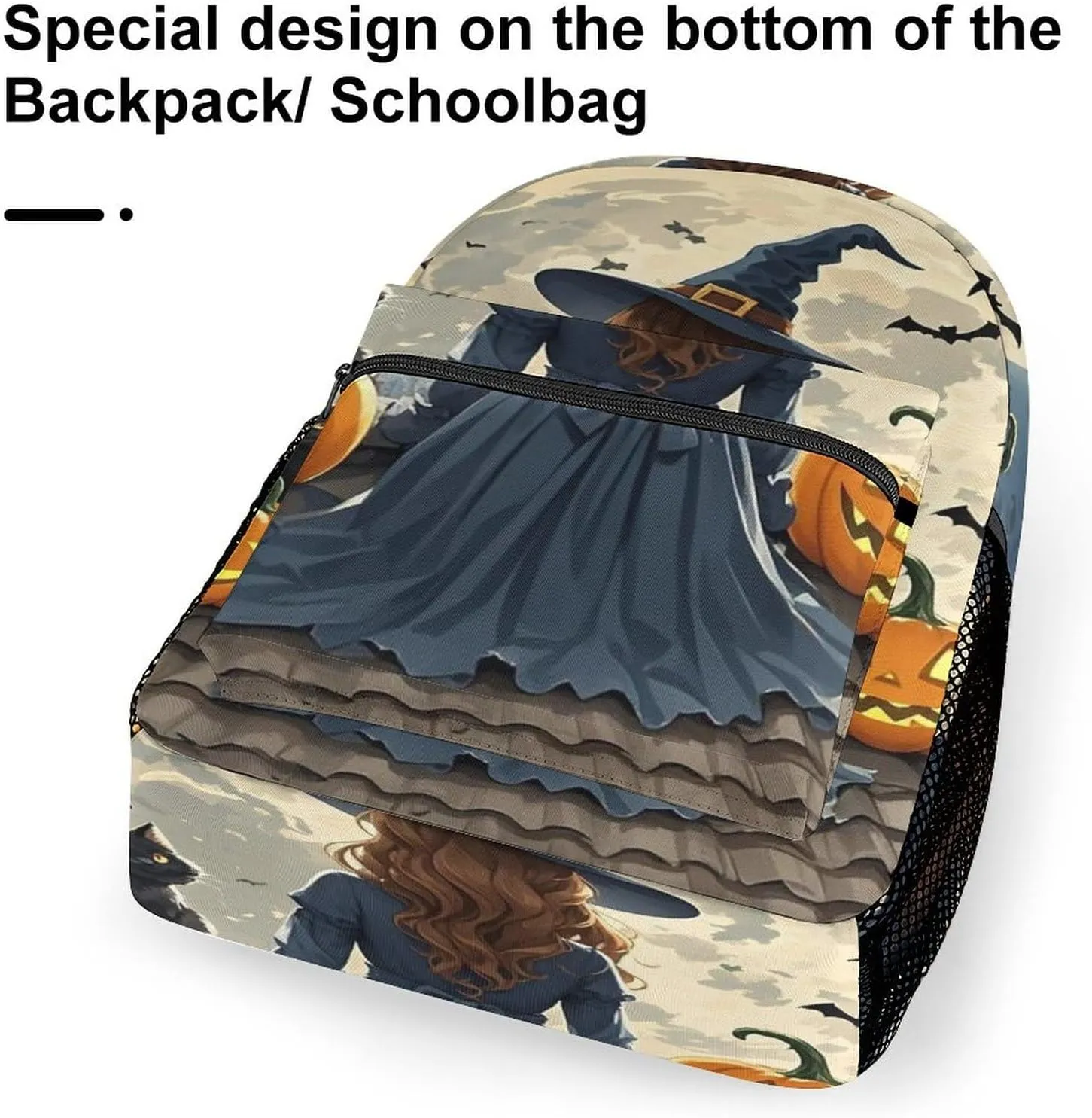 Small Backpacks Personalized Roof Black Pumpkin Printing Travel Bag Lightweight Travel Backpack For Women Men