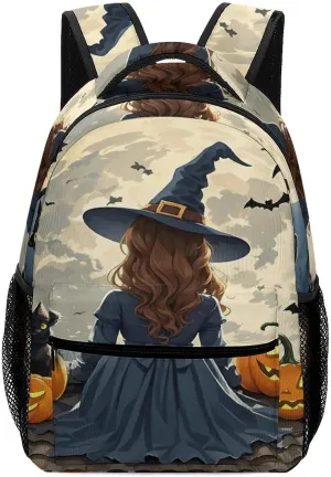 Small Backpacks Personalized Roof Black Pumpkin Printing Travel Bag Lightweight Travel Backpack For Women Men