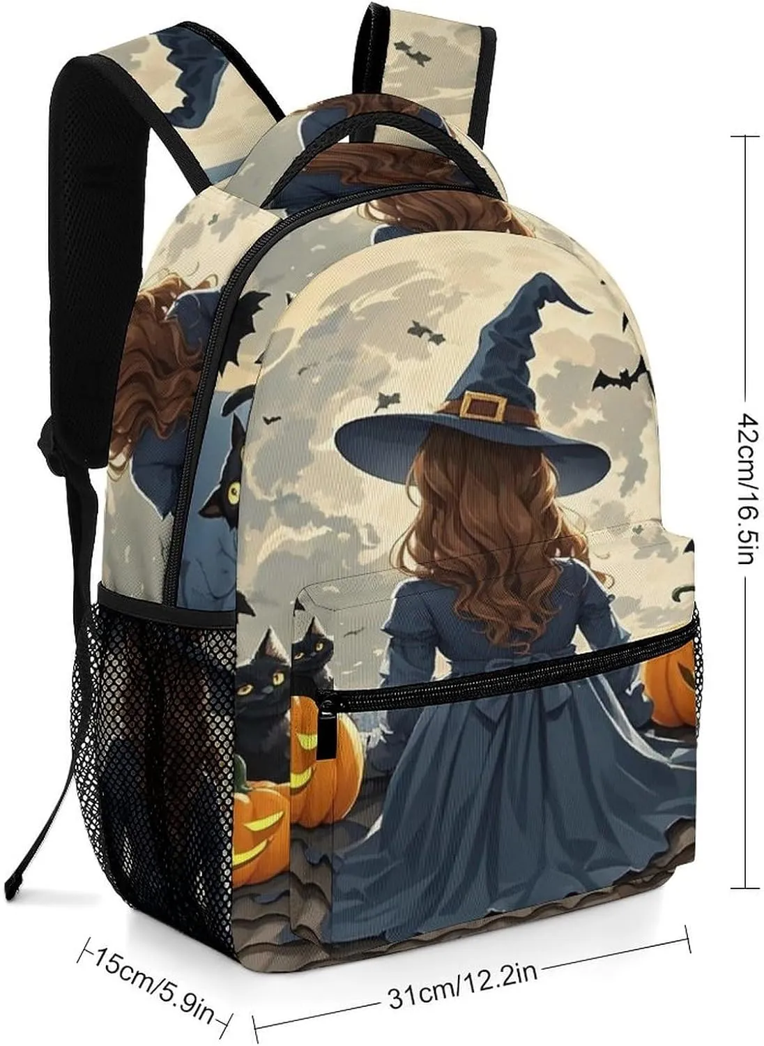 Small Backpacks Personalized Roof Black Pumpkin Printing Travel Bag Lightweight Travel Backpack For Women Men