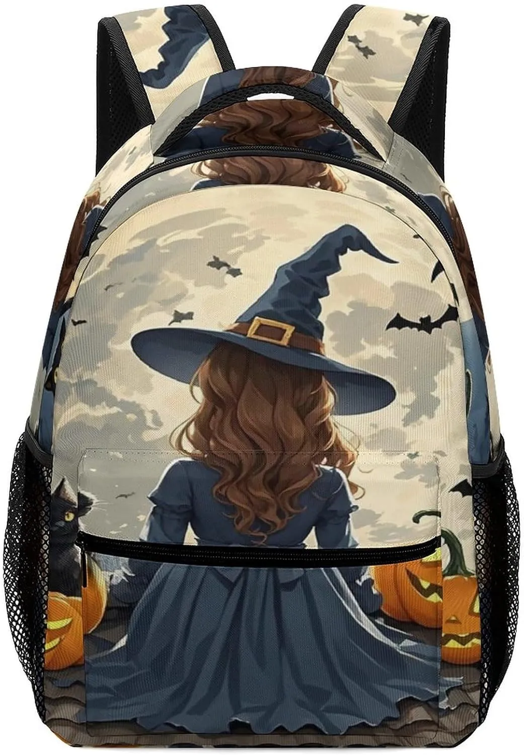 Small Backpacks Personalized Roof Black Pumpkin Printing Travel Bag Lightweight Travel Backpack For Women Men