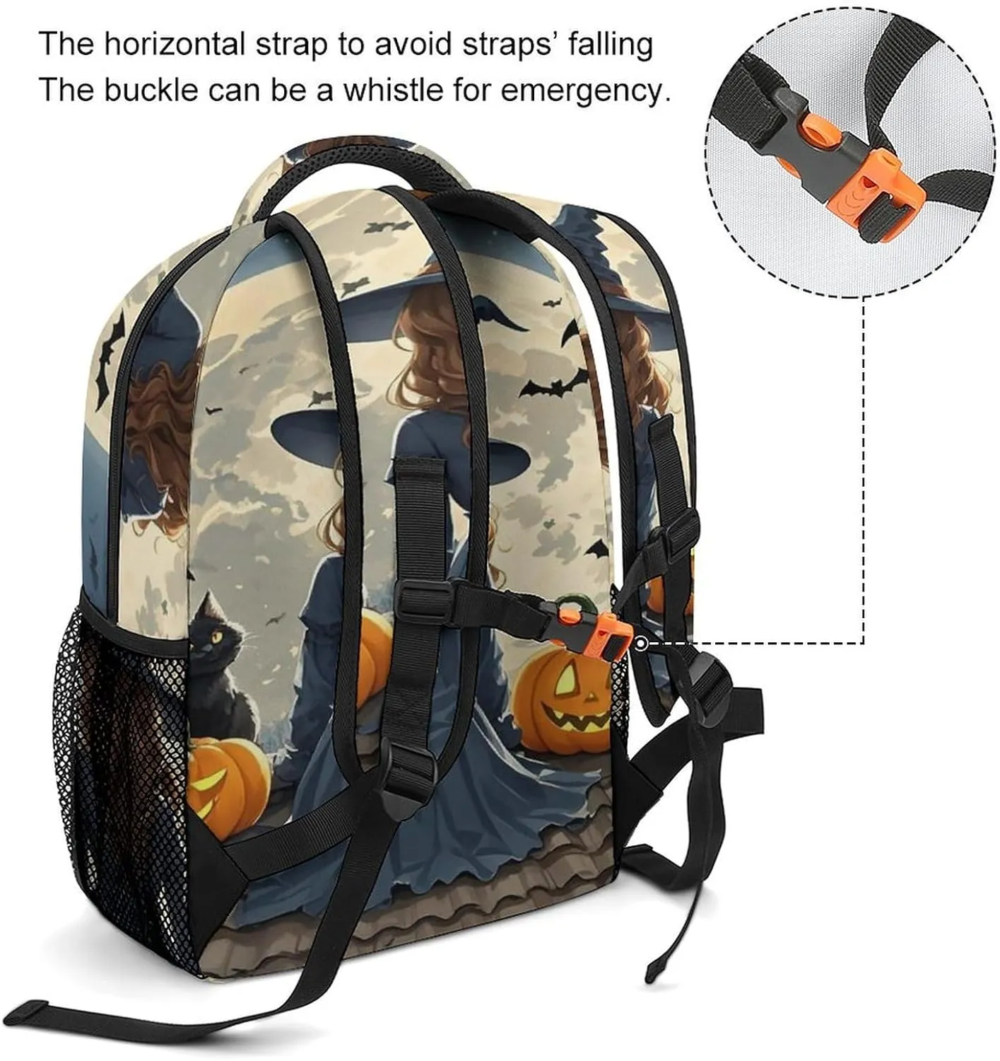 Small Backpacks Personalized Roof Black Pumpkin Printing Travel Bag Lightweight Travel Backpack For Women Men