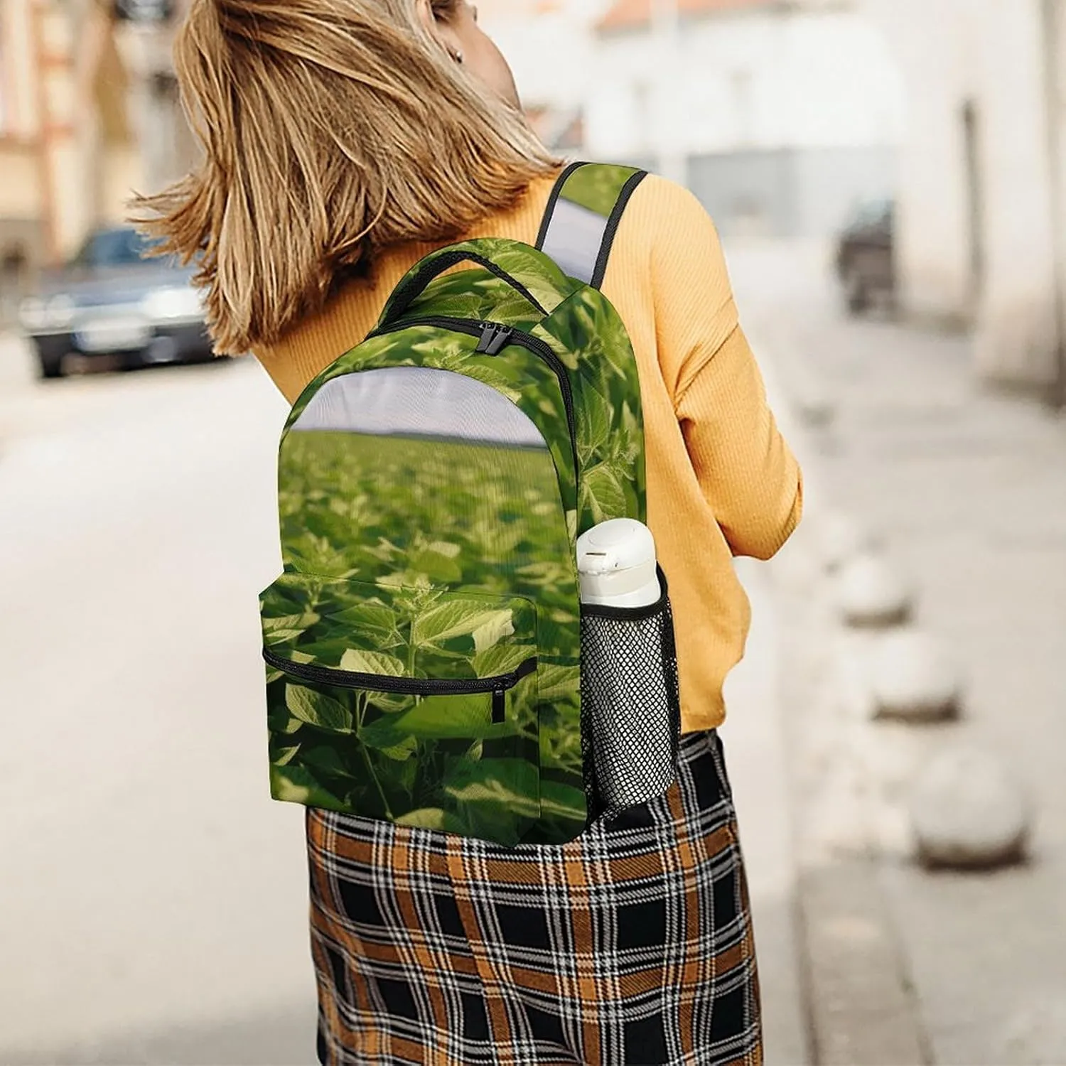 Small Backpacks Personalized Soybean Field Printing Travel Bag Lightweight Travel Backpack For Women Men