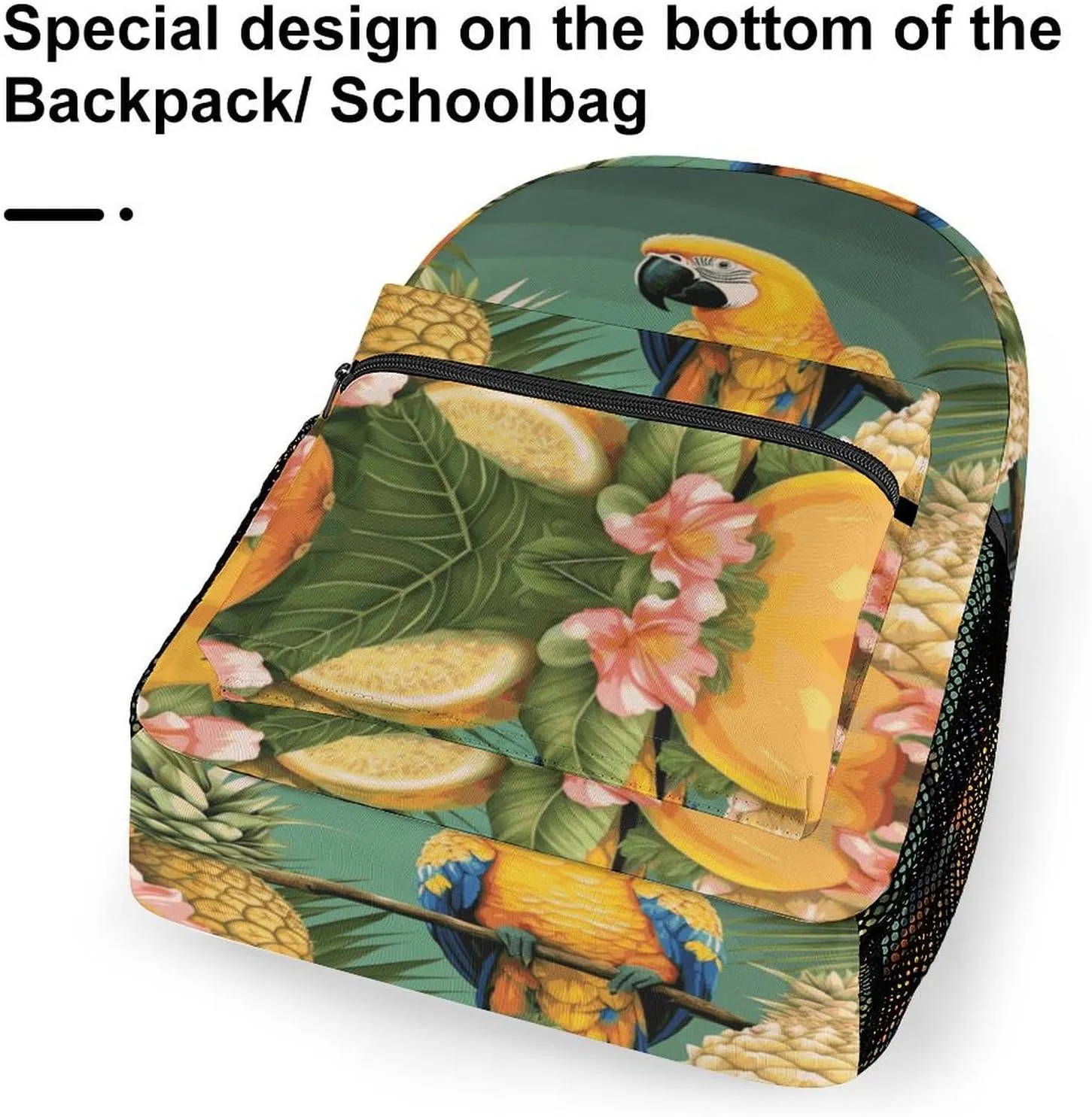 Small Backpacks Personalized Summer Parrot Pineapple Bird Printing Travel Bag Lightweight Travel Backpack For Women Men