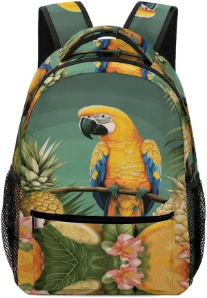 Small Backpacks Personalized Summer Parrot Pineapple Bird Printing Travel Bag Lightweight Travel Backpack For Women Men