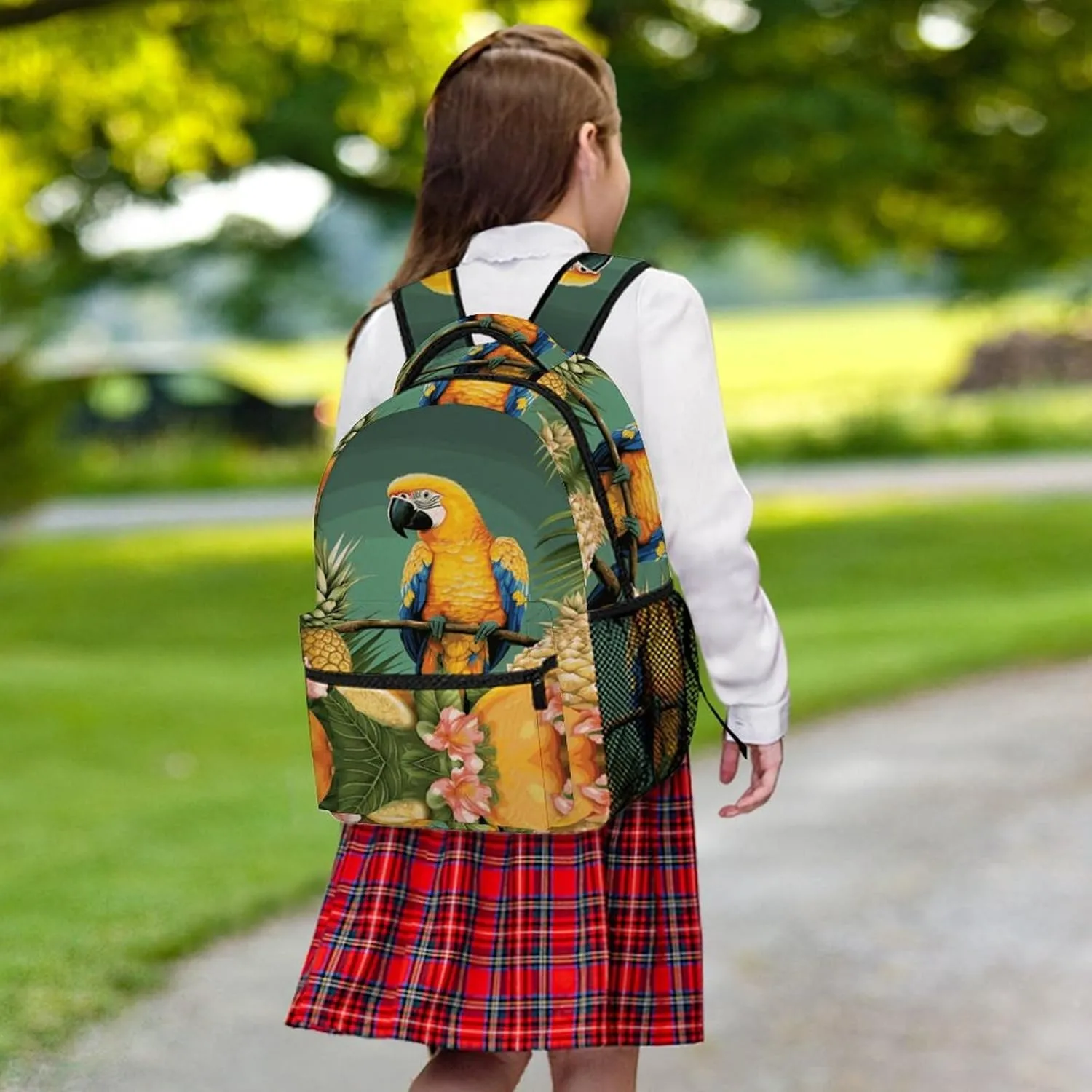 Small Backpacks Personalized Summer Parrot Pineapple Bird Printing Travel Bag Lightweight Travel Backpack For Women Men