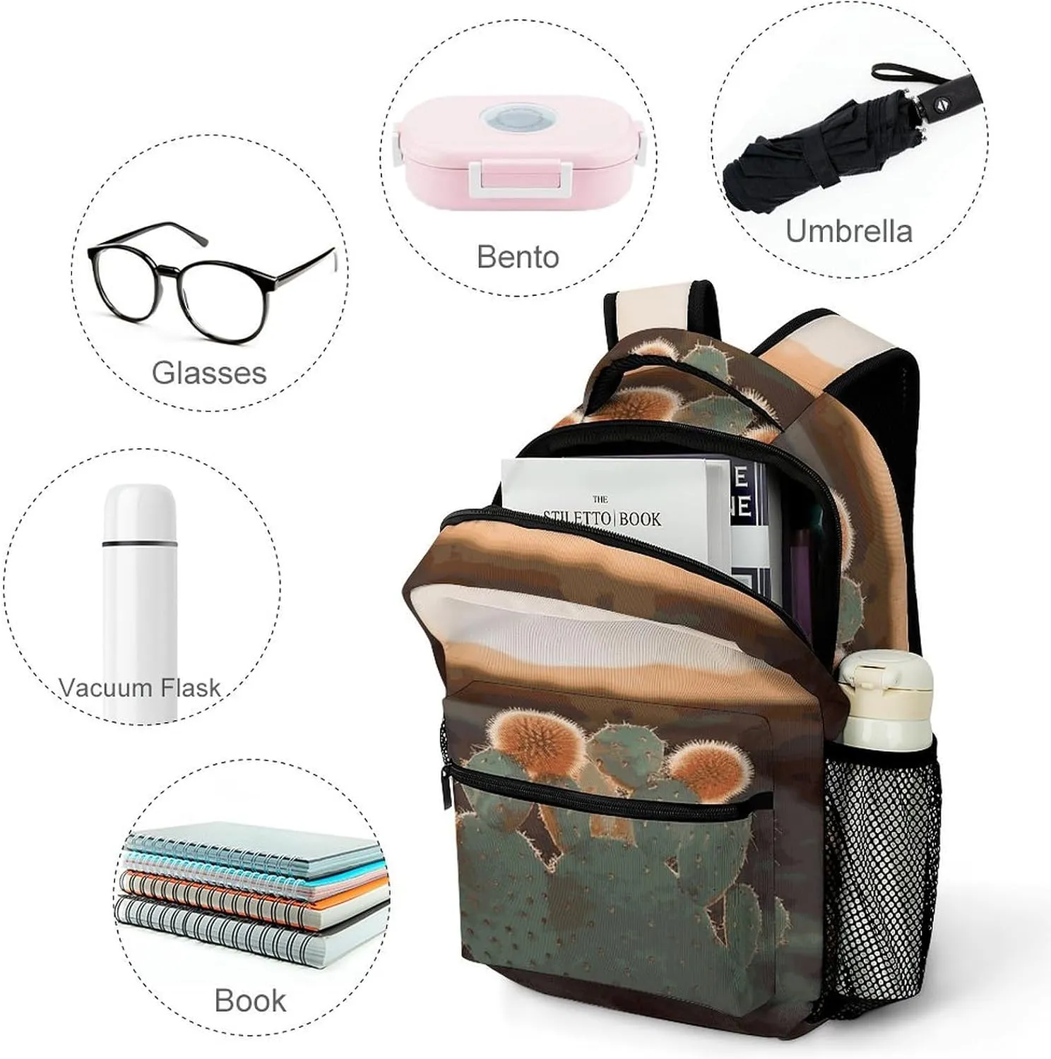 Small Backpacks Personalized Sunset Green Printing Travel Bag Lightweight Travel Backpack For Women Men