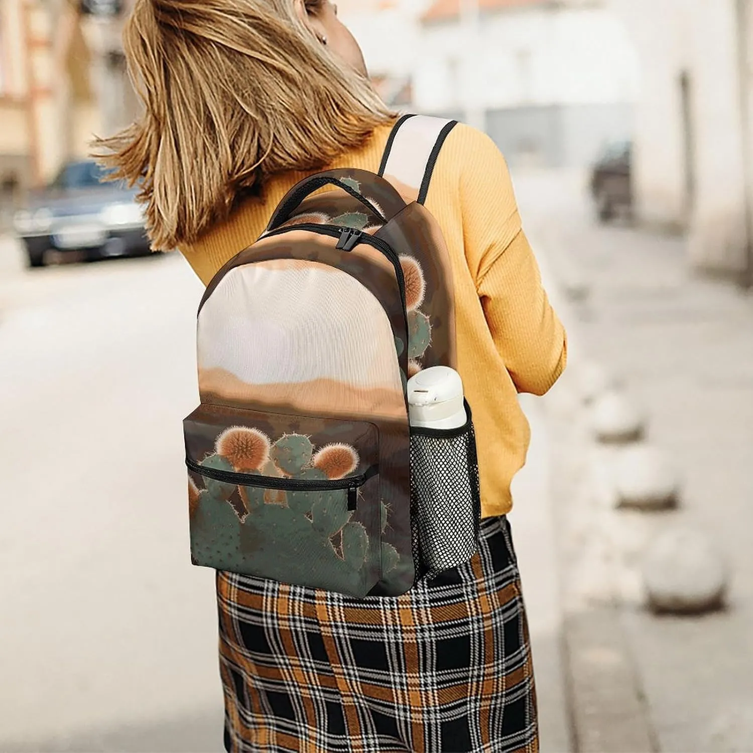 Small Backpacks Personalized Sunset Green Printing Travel Bag Lightweight Travel Backpack For Women Men