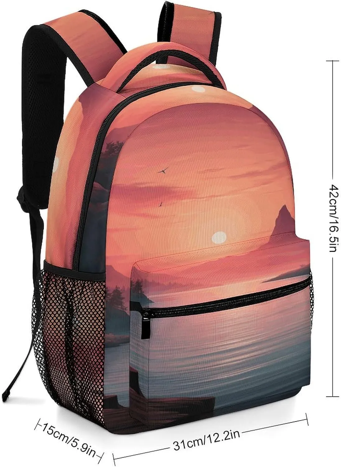Small Backpacks Personalized Sunset Printing Travel Bag Lightweight Travel Backpack For Women Men
