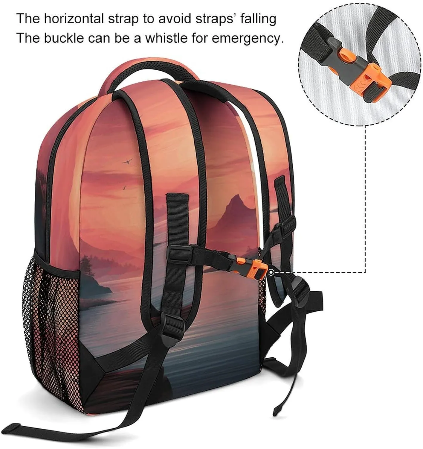 Small Backpacks Personalized Sunset Printing Travel Bag Lightweight Travel Backpack For Women Men