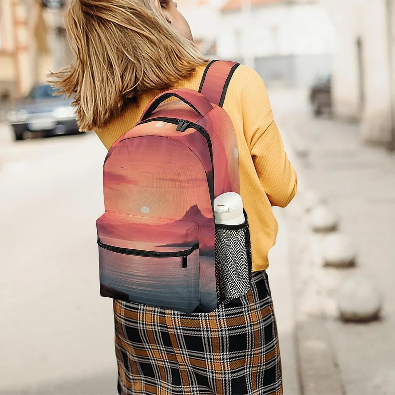 Small Backpacks Personalized Sunset Printing Travel Bag Lightweight Travel Backpack For Women Men