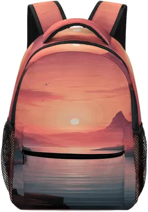 Small Backpacks Personalized Sunset Printing Travel Bag Lightweight Travel Backpack For Women Men