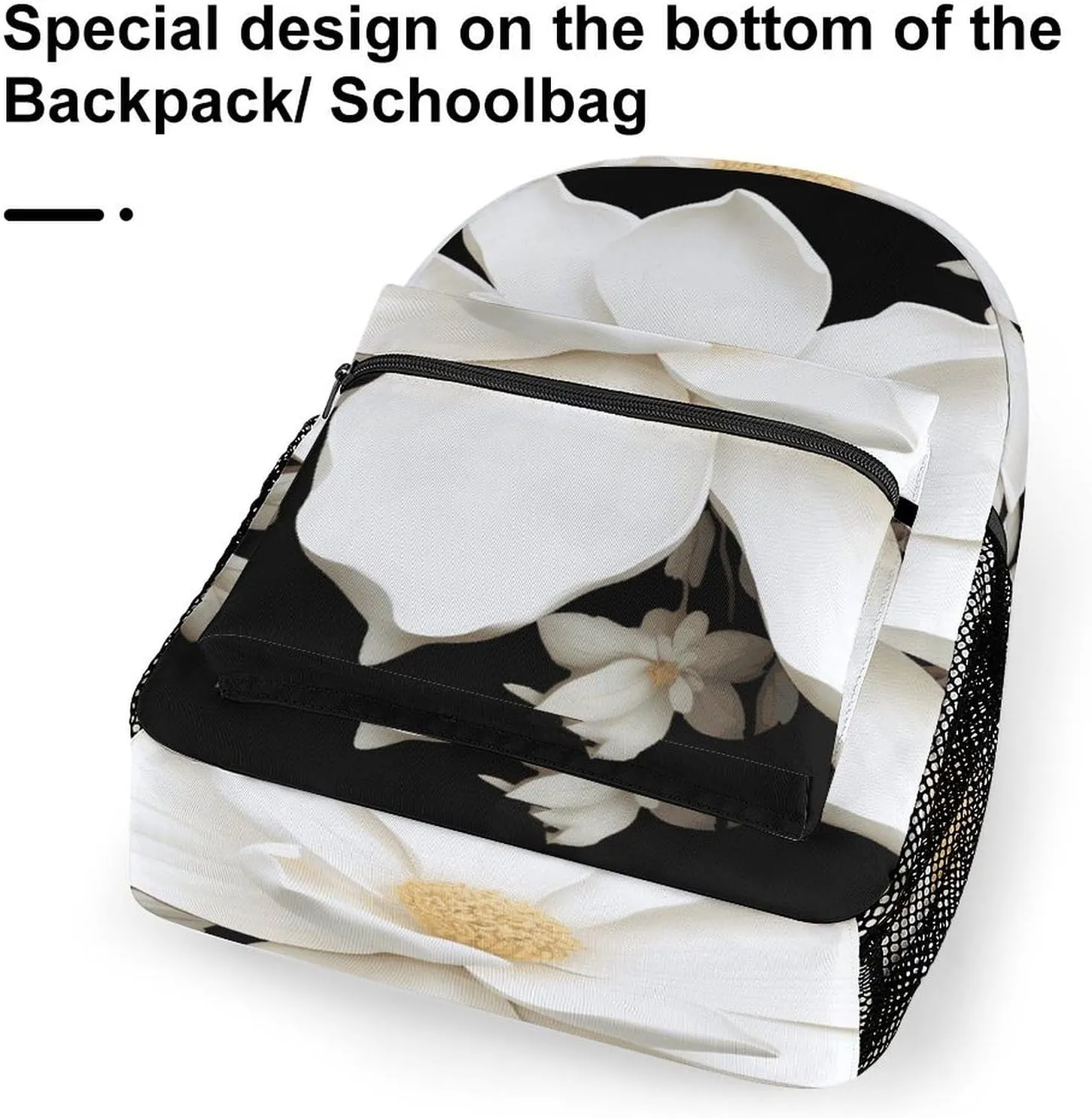 Small Backpacks Personalized White Floral Printing Travel Bag Lightweight Travel Backpack For Women Men