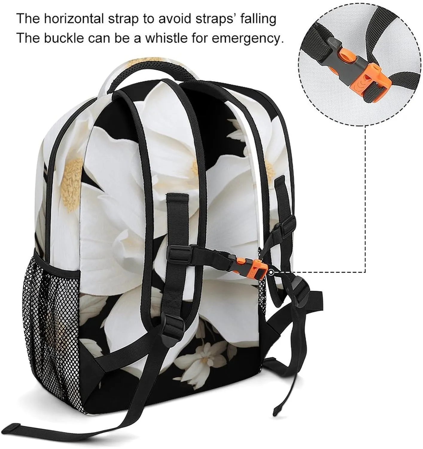 Small Backpacks Personalized White Floral Printing Travel Bag Lightweight Travel Backpack For Women Men