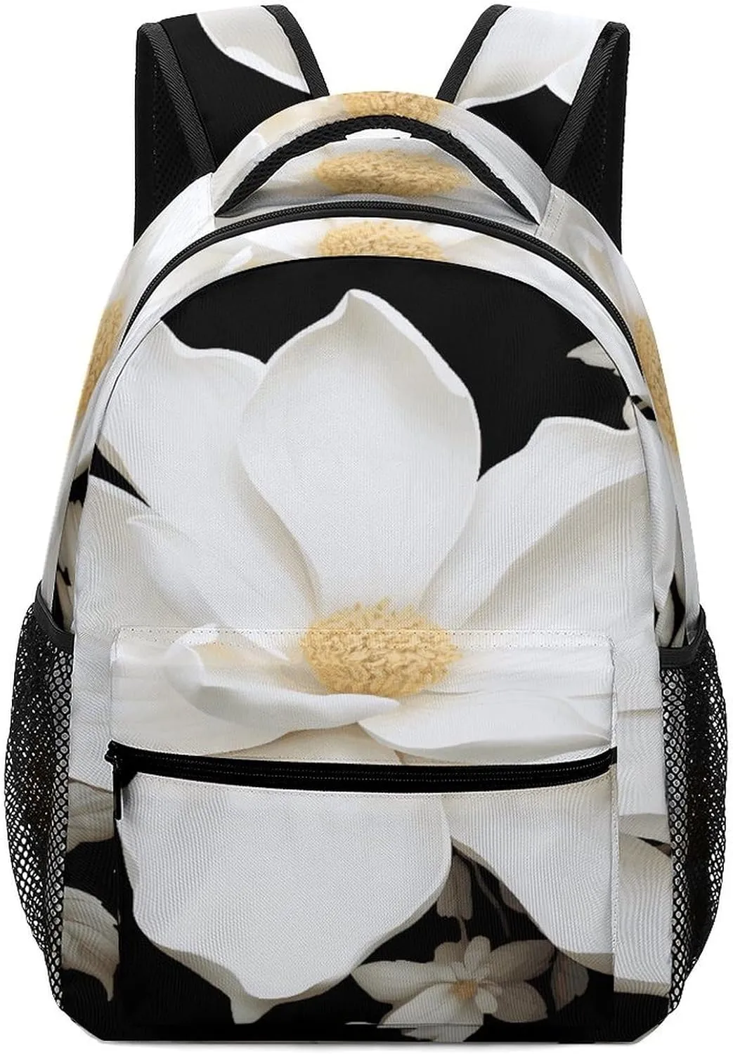 Small Backpacks Personalized White Floral Printing Travel Bag Lightweight Travel Backpack For Women Men