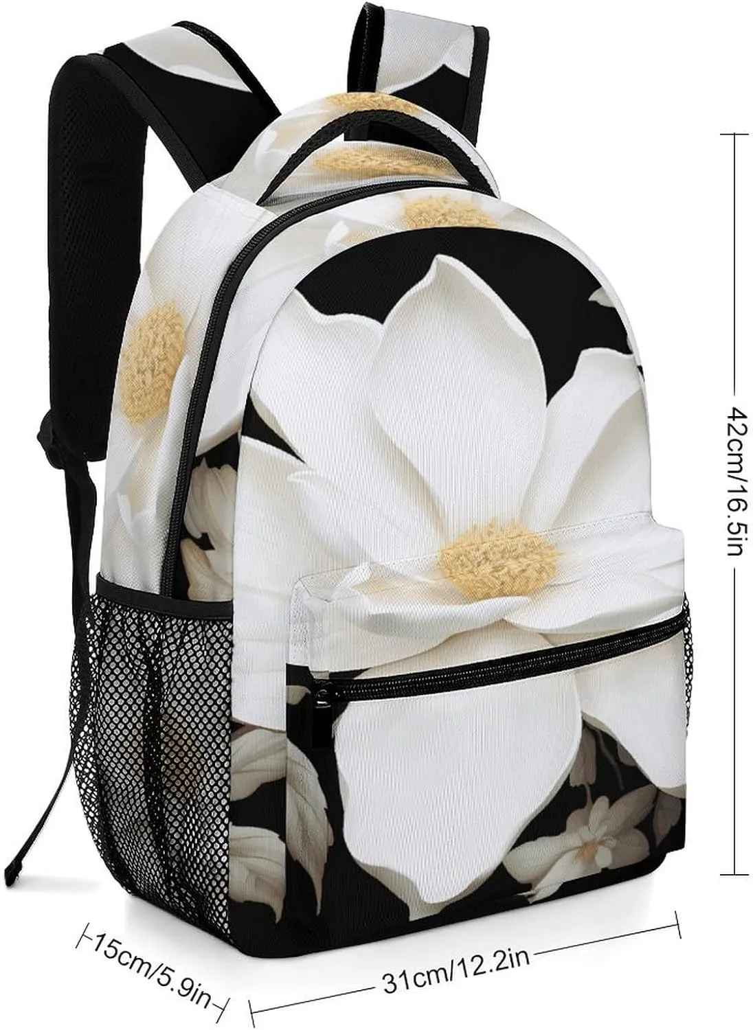 Small Backpacks Personalized White Floral Printing Travel Bag Lightweight Travel Backpack For Women Men