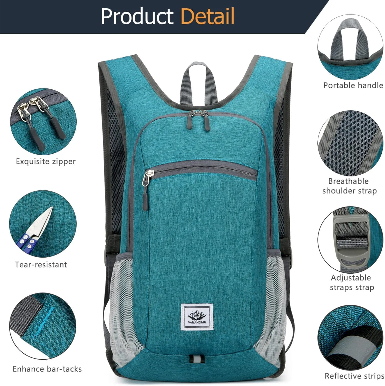 Small Daypack 15L Hiking Backpack Packable Lightweight Travel Day Pack Casual Foldable Shoulder Bag for Women Men