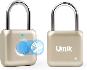 Smart Fingerprint Padlock, Combination Lock with USB Rechargeable, Waterproof, Suitable for Toolboxes, Backpacks, Suitcases, Luggage, School, Gym Lockers, Gates, Gold
