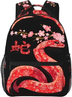 Snake Year Happy New Year 2025 Backpacks 15 Inch Laptop Backpack Multipurpose Double Shoulder Bag For Men Women Gifts