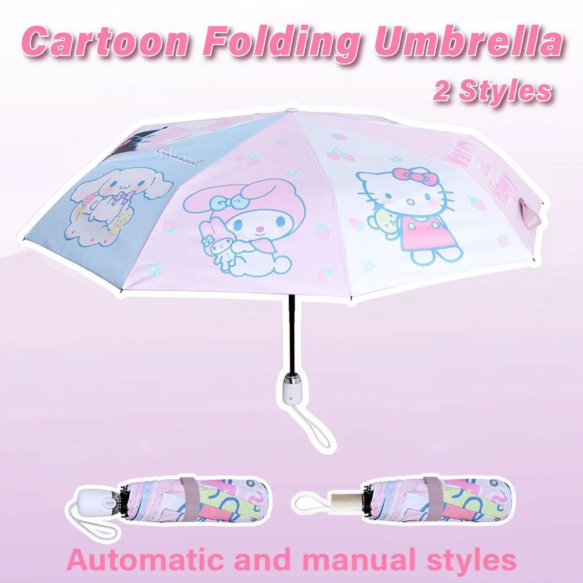 Soft Girl Black Rabbit Foldable Thickened Transparent Umbrella Kawaii Portable