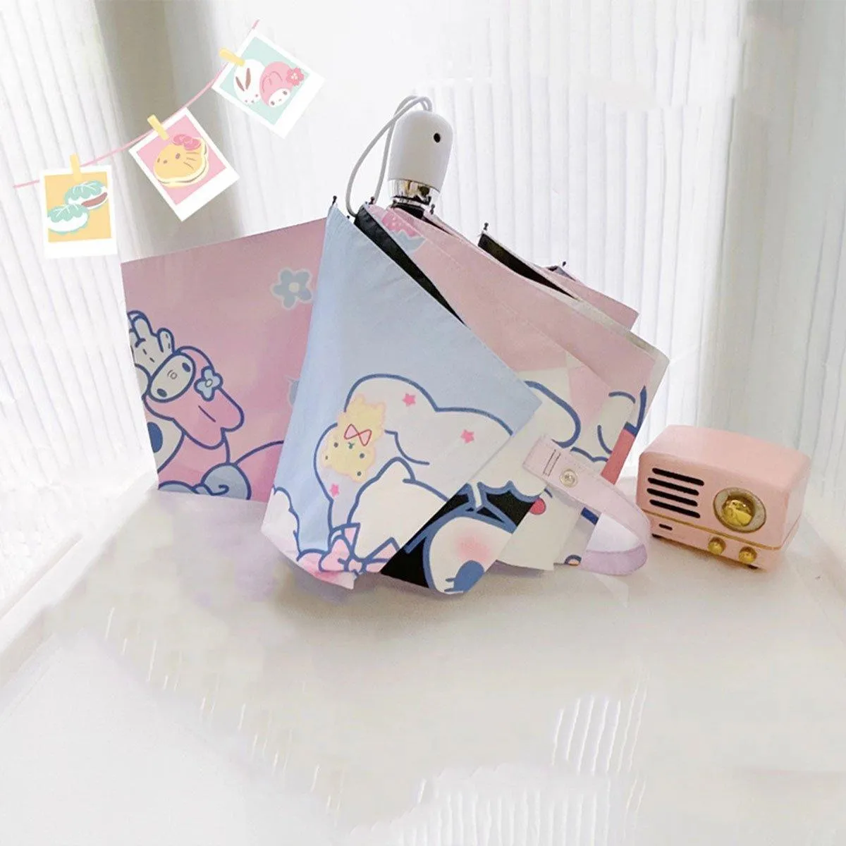 Soft Girl Black Rabbit Foldable Thickened Transparent Umbrella Kawaii Portable