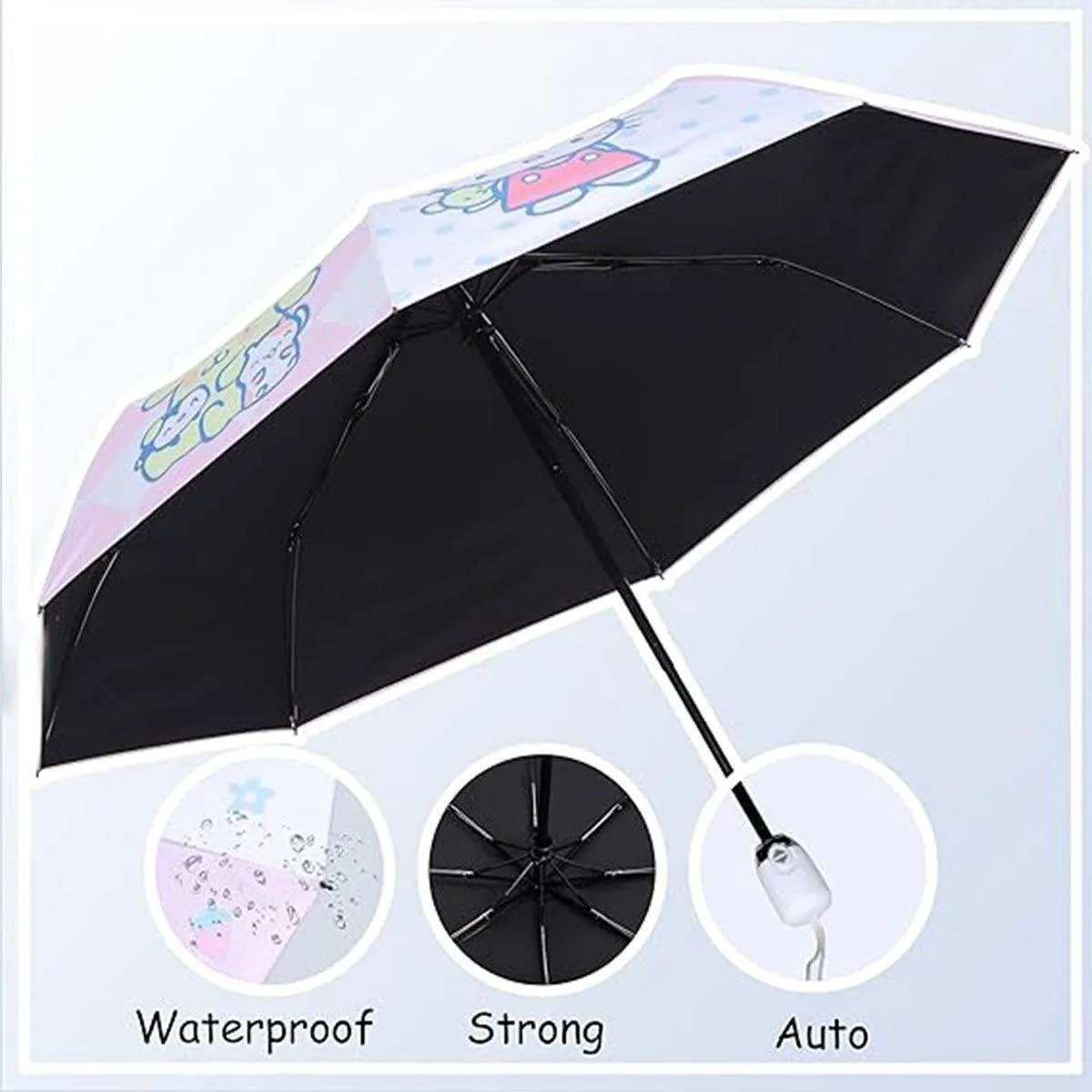Soft Girl Black Rabbit Foldable Thickened Transparent Umbrella Kawaii Portable
